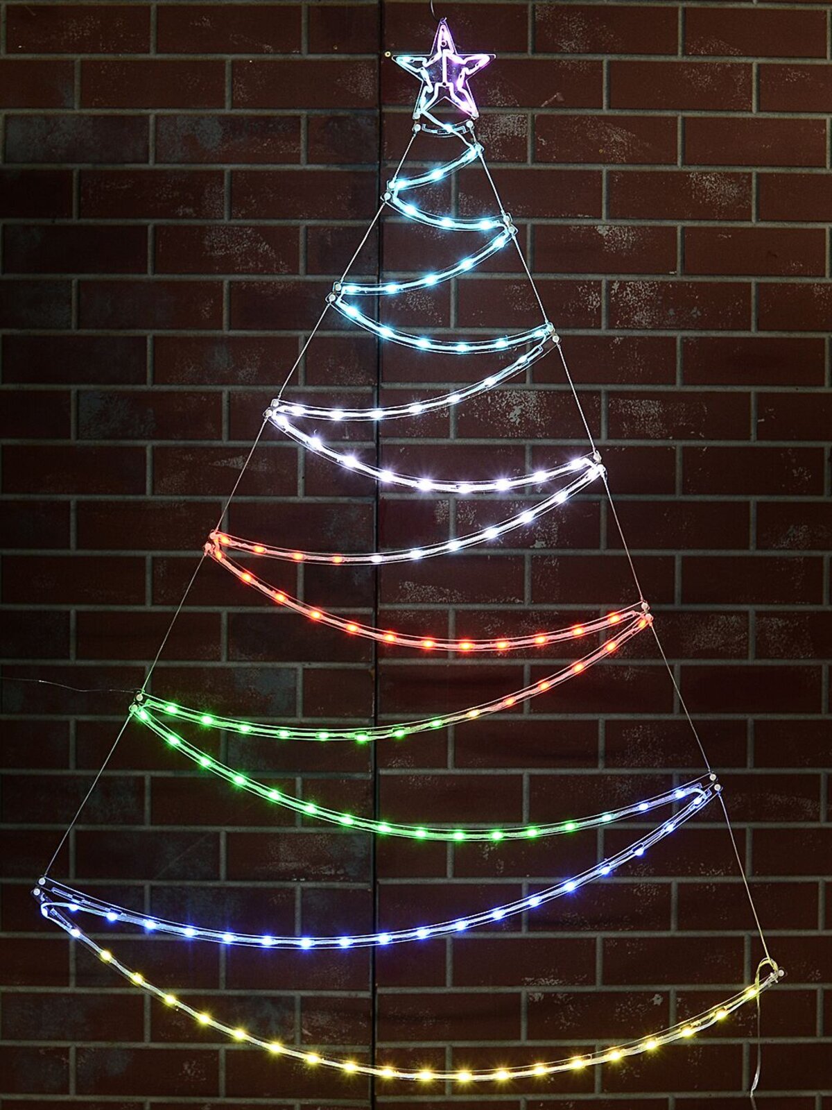 1.4m Wavy Christmas Tree & Star With Digital Rainbow LED Light Display — image 2