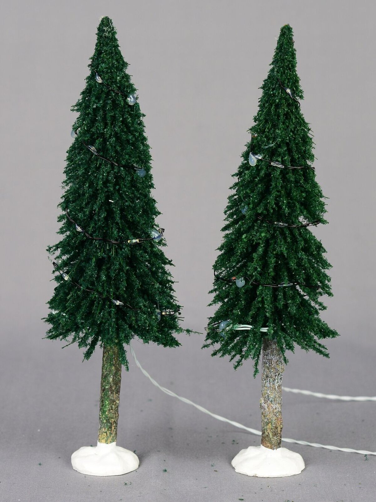 Illuminated Dark Green Christmas Pine Trees Figurine - 2 x 19cm — image 2