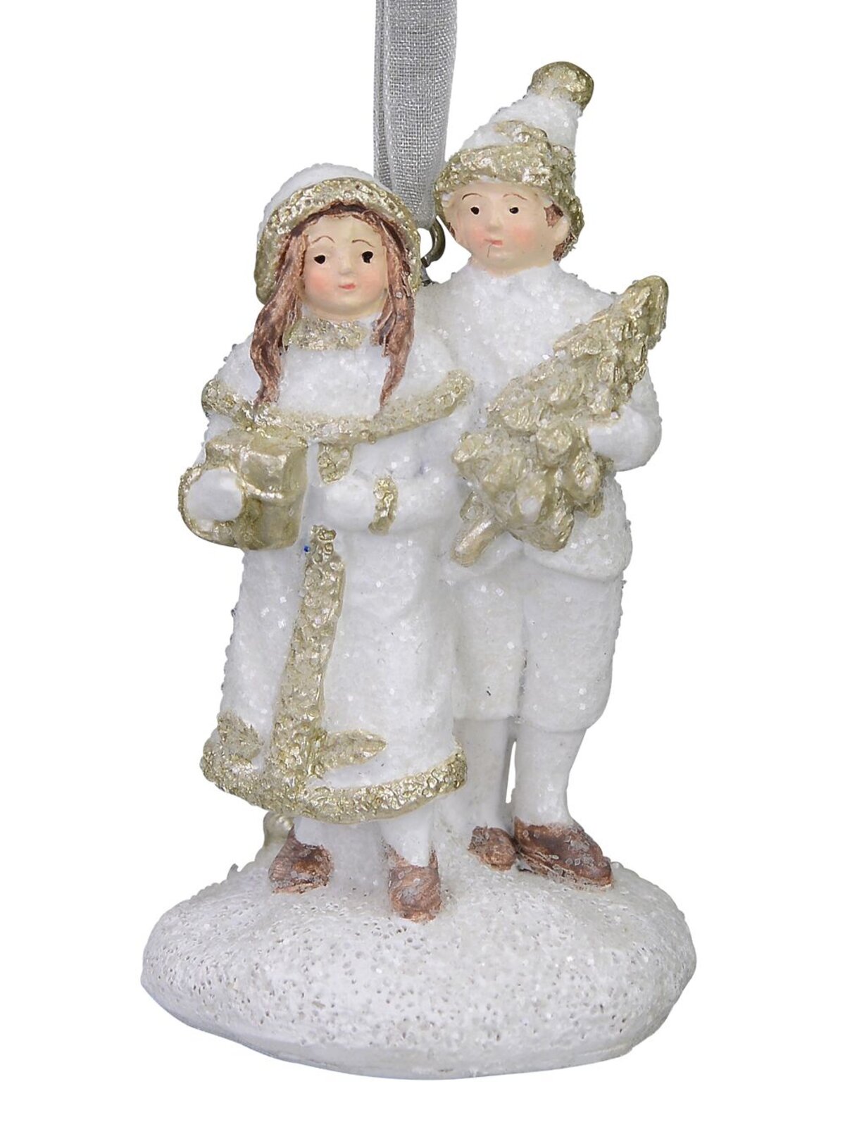 Pair of Children with Gifts, Hanging Ornament - 7cm