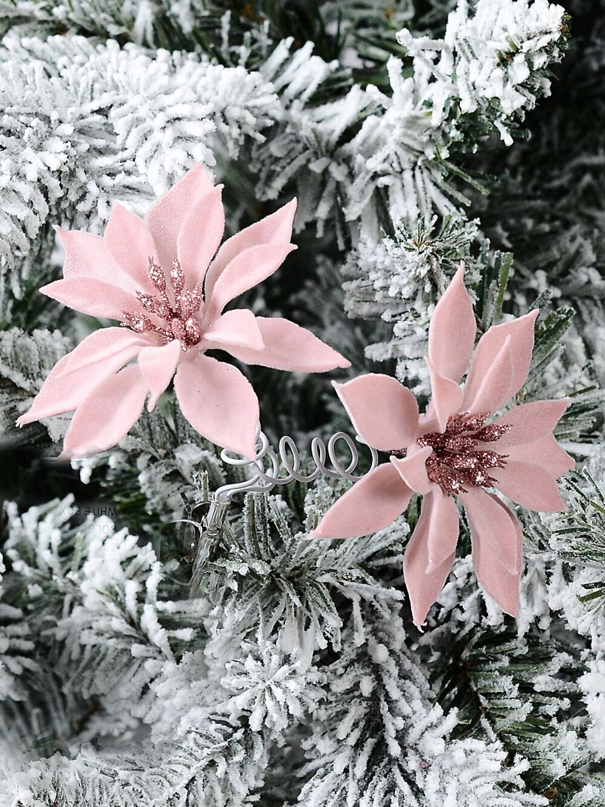 Dual Pink Mini Poinsettia Christmas Tree Clip Pick | 15cm — image 2
