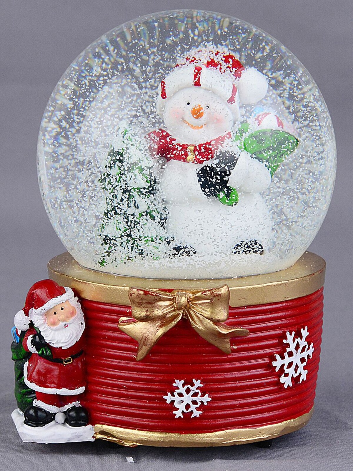 15cm Snowman, Santa Sack & Tree Scene Wind Up Music Waterball Snow Globe — image 3