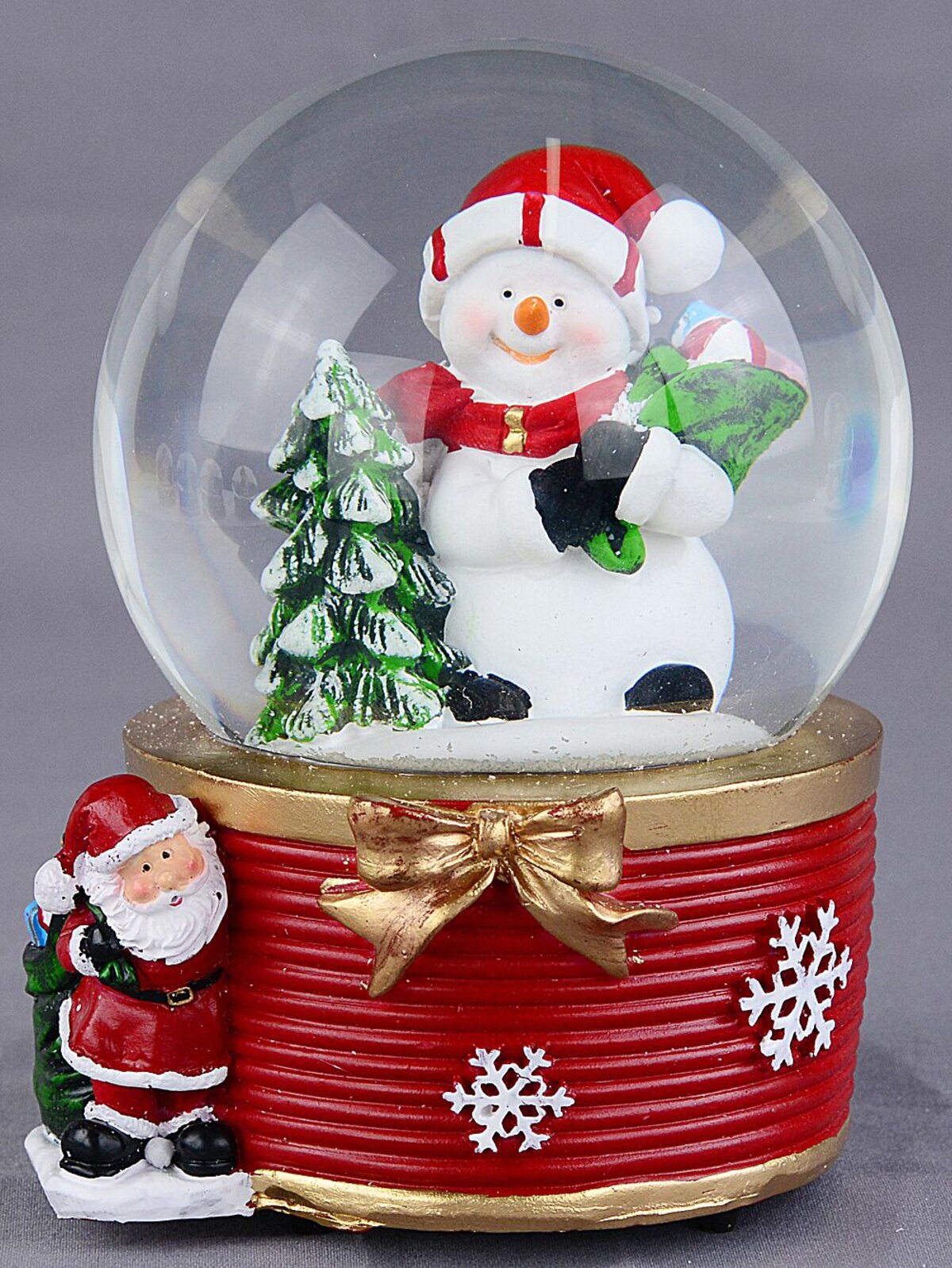 15cm Snowman, Santa Sack & Tree Scene Wind Up Music Waterball Snow Globe — image 4