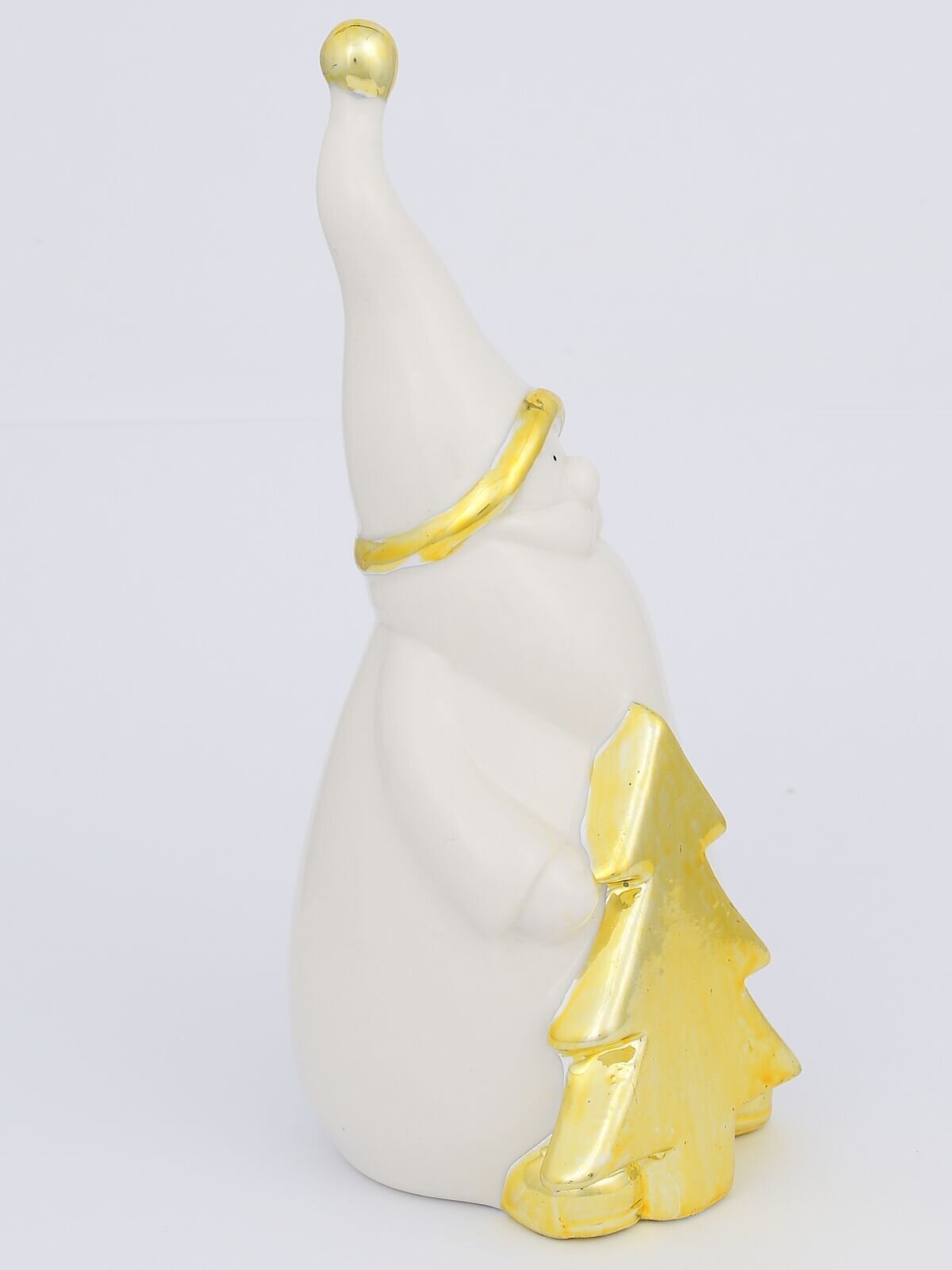 15cm White Winter Santa With Gold Tree Ceramic Ornament — image 3