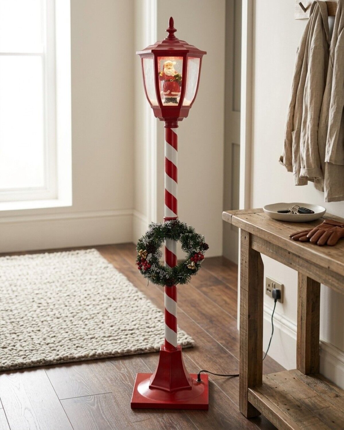 Animated Santa Snow Globe & Wreath Indoor Musical Lamp Post | 1.5m — image 4