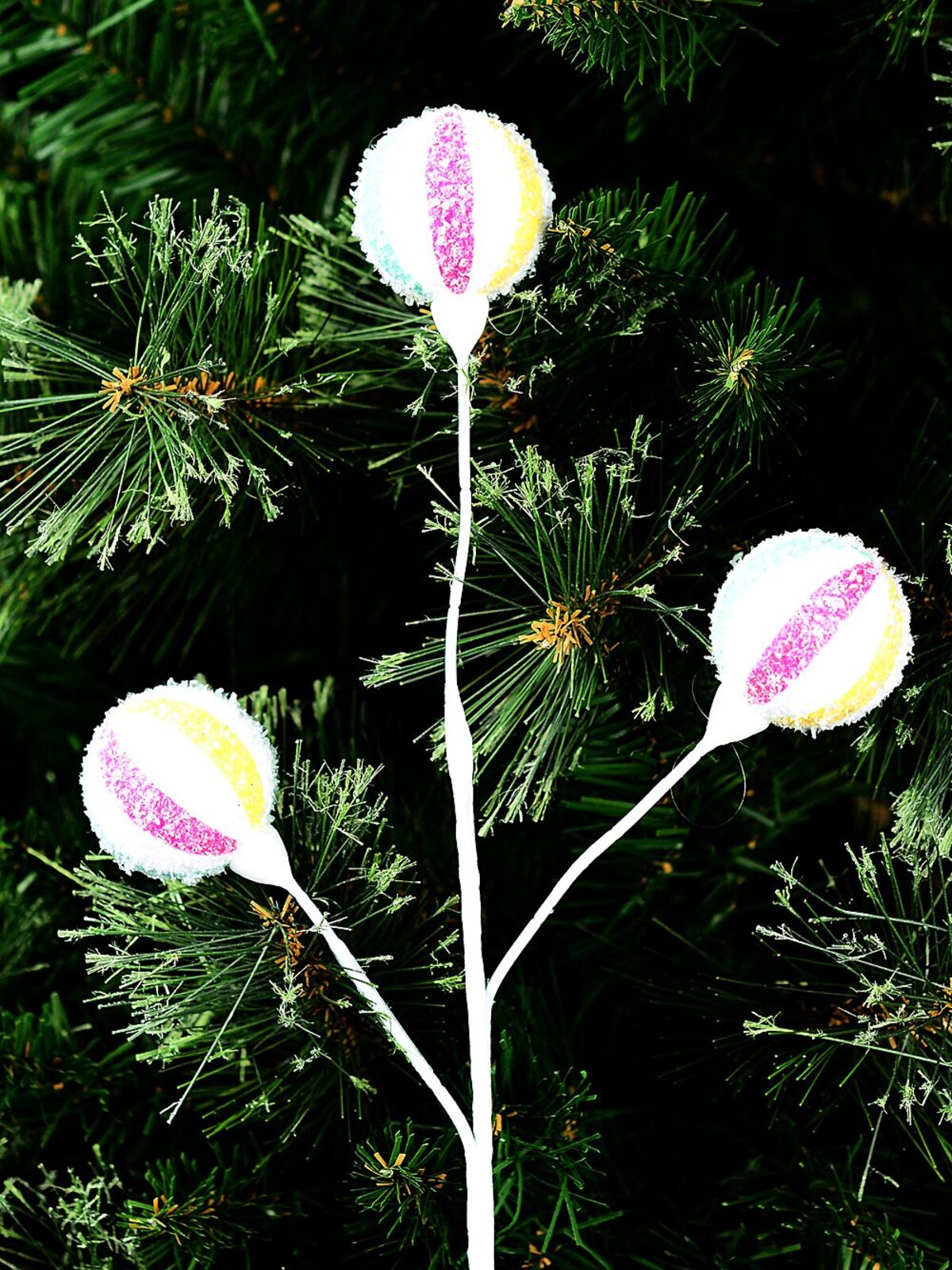 Frosted Sassy Spheres Candy Ball Lollipops Christmas Tree Clip Pick | 16cm — image 2