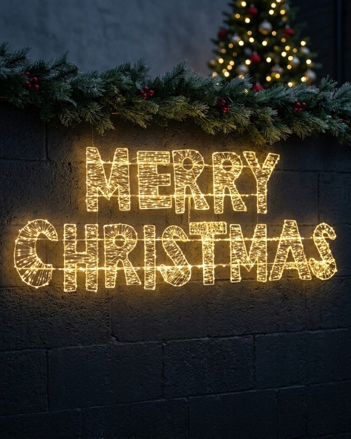 1.6m Vibrant Merry Christmas Outdoor LED Warm White String Light Display — image 4