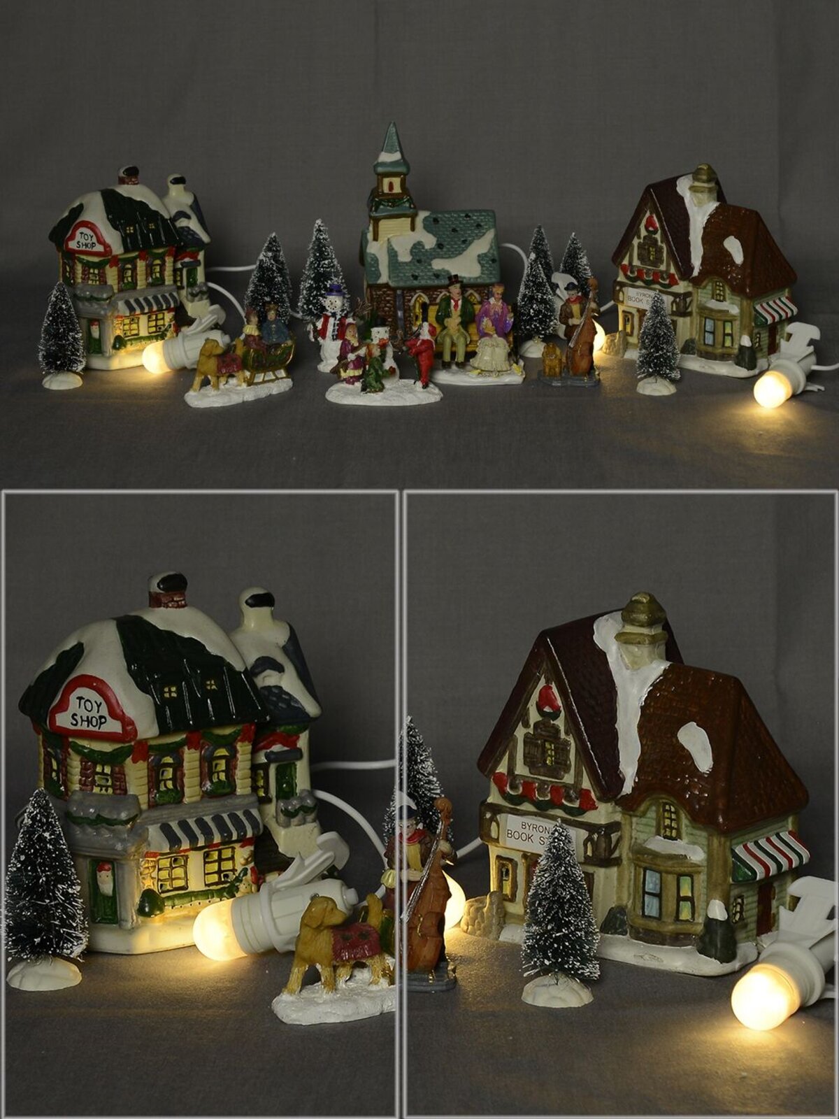 17 Piece Large Christmas Village Scene With LED Church, Shops & Figurines — image 2