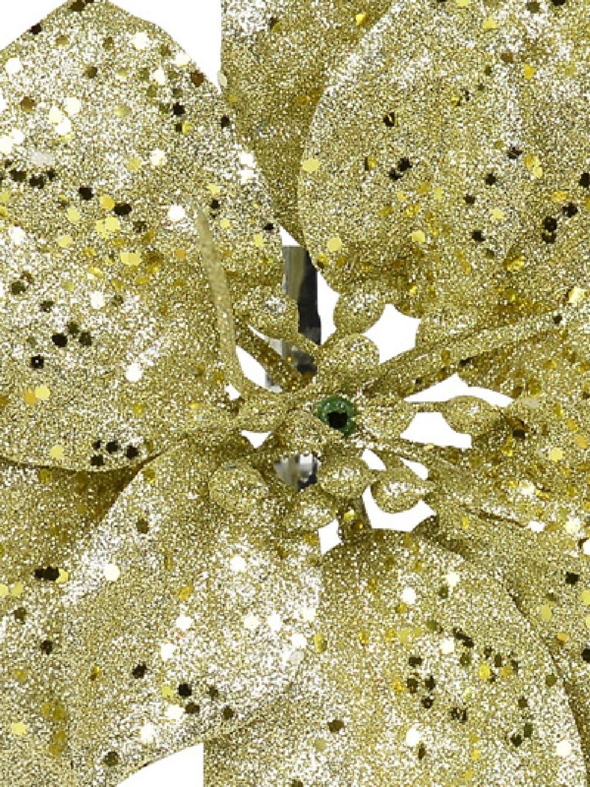 Champagne Gold Glitter Poinsettia Christmas Tree Stem Pick | 17cm — image 3