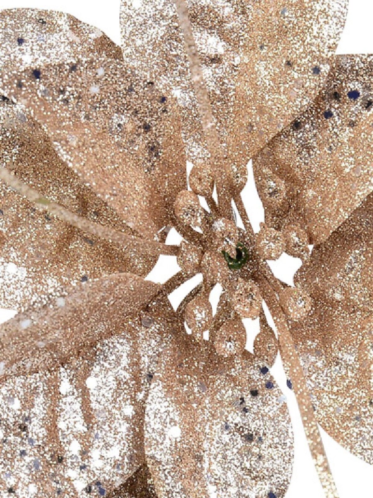 Rose Gold Glitter & Sequin Poinsettia Christmas Tree Clip Pick | 17cm — image 3
