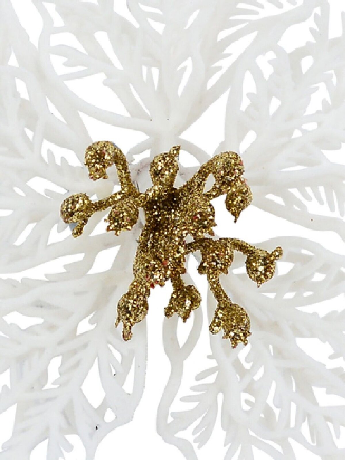 White Bract Vein Silhouette Poinsettia Christmas Tree Clip Pick | 17cm — image 4