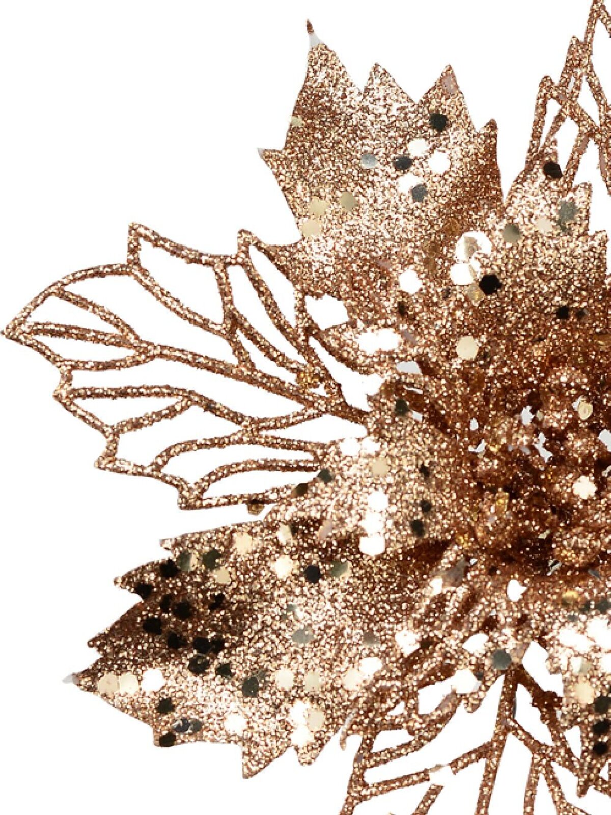 Bronze Poinsettia Bract & Leaf Christmas Tree Clip Pick | 18cm — image 4