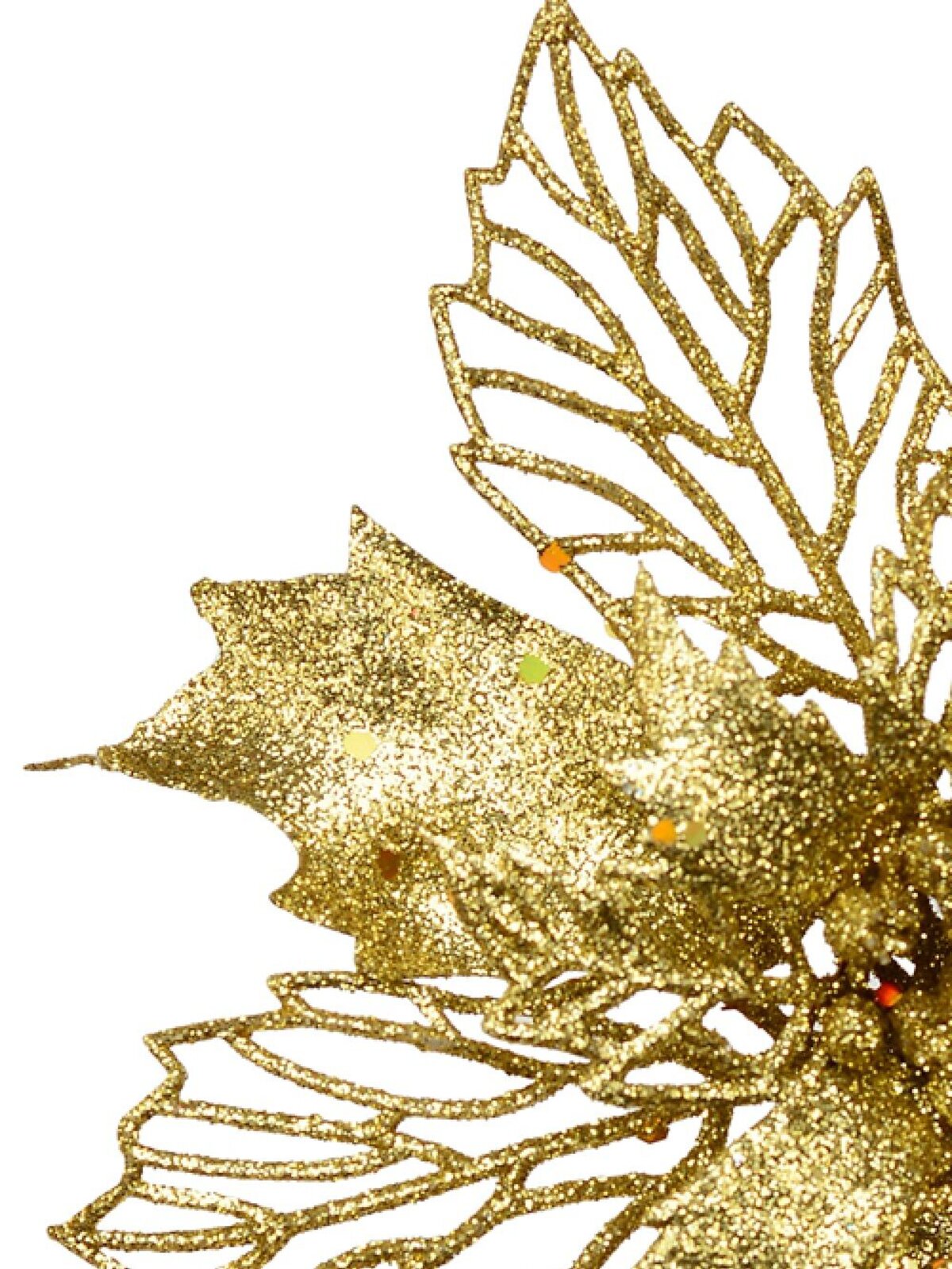 Gold Bract & Leaf Poinsettia Christmas Tree Clip Pick | 18cm — image 4