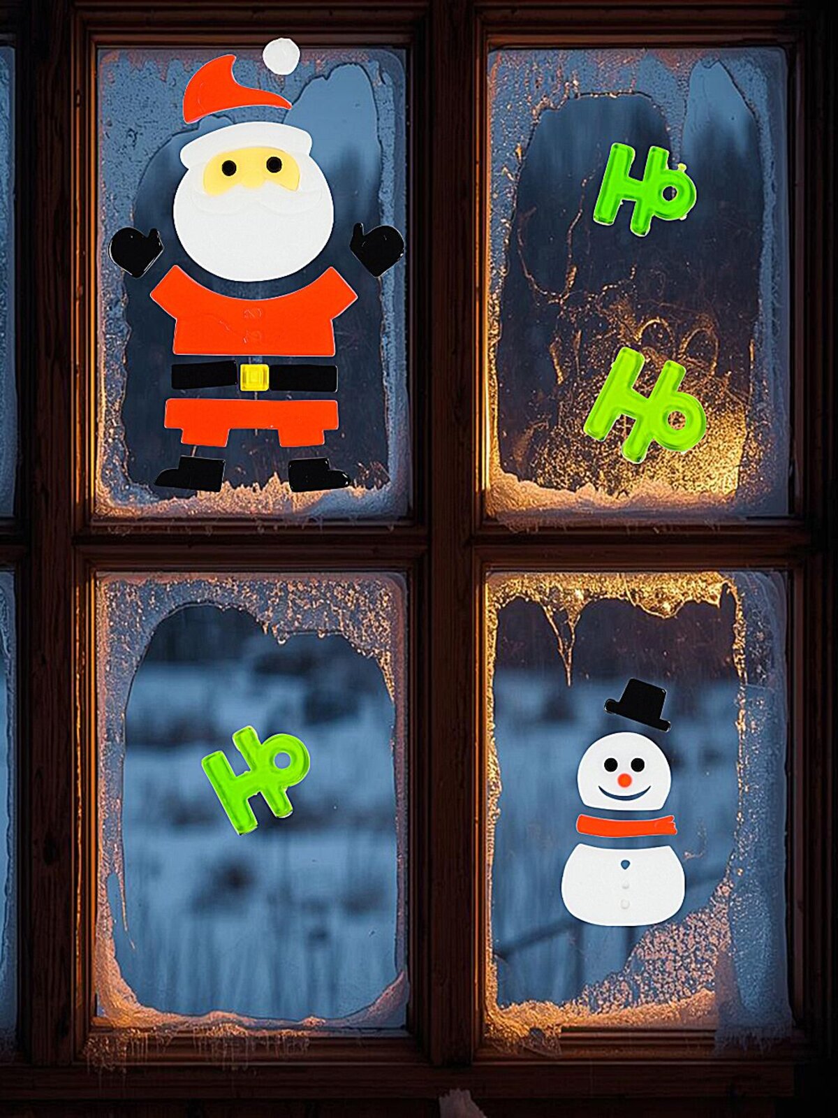 Santa Snowman & Ho Ho Ho Gel Window Cling | 18cm Removable Static Decals — image 2