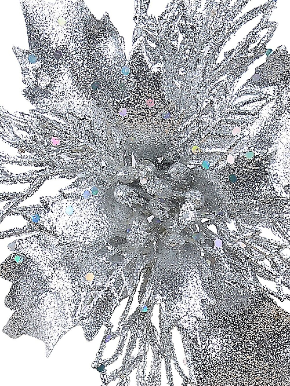 Silver Poinsettia Bract & Leaf Christmas Tree Clip Pick | 18cm — image 3
