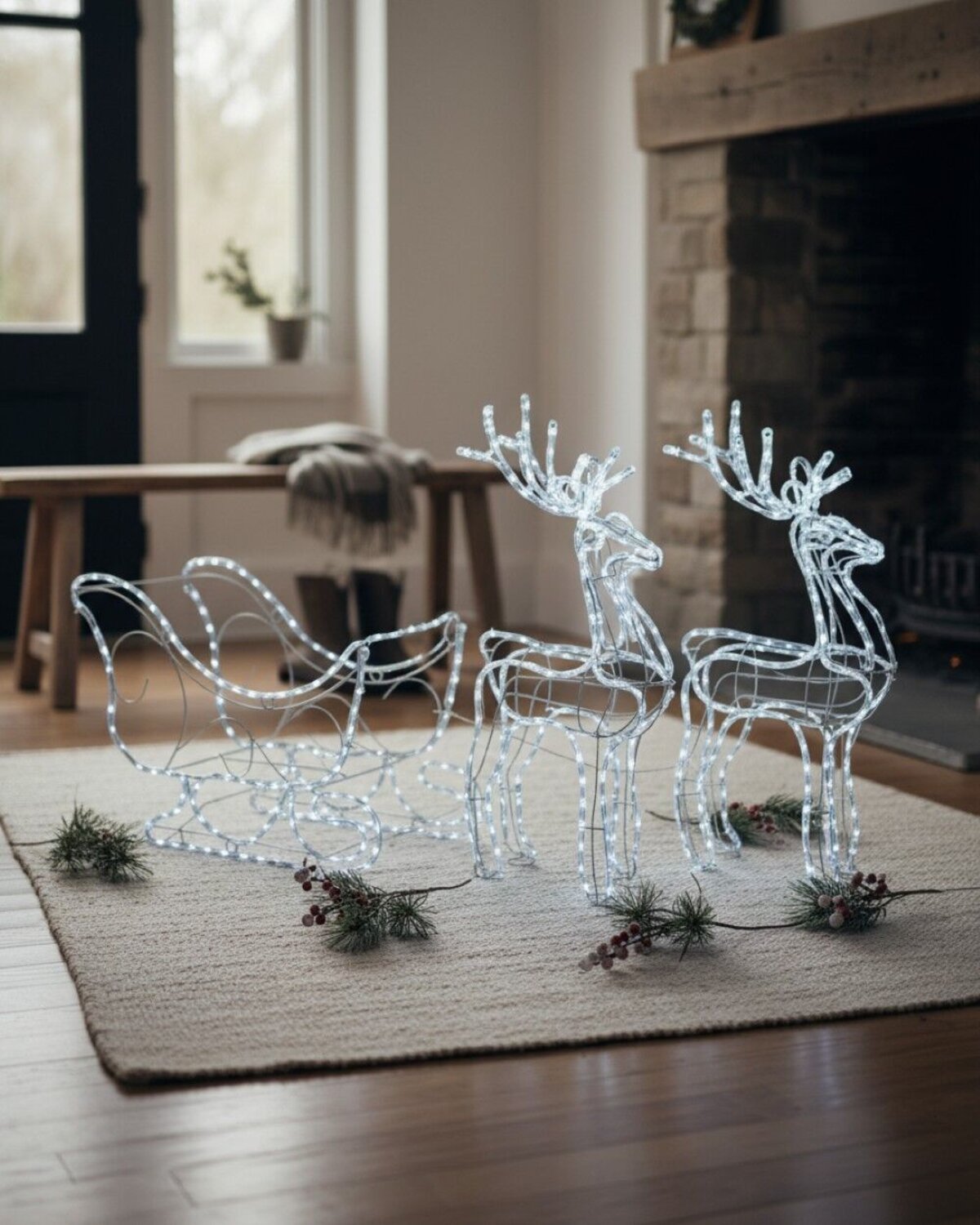 1.8m 3D Sleigh & Reindeer Outdoor LED Rope Light Display Set — image 4