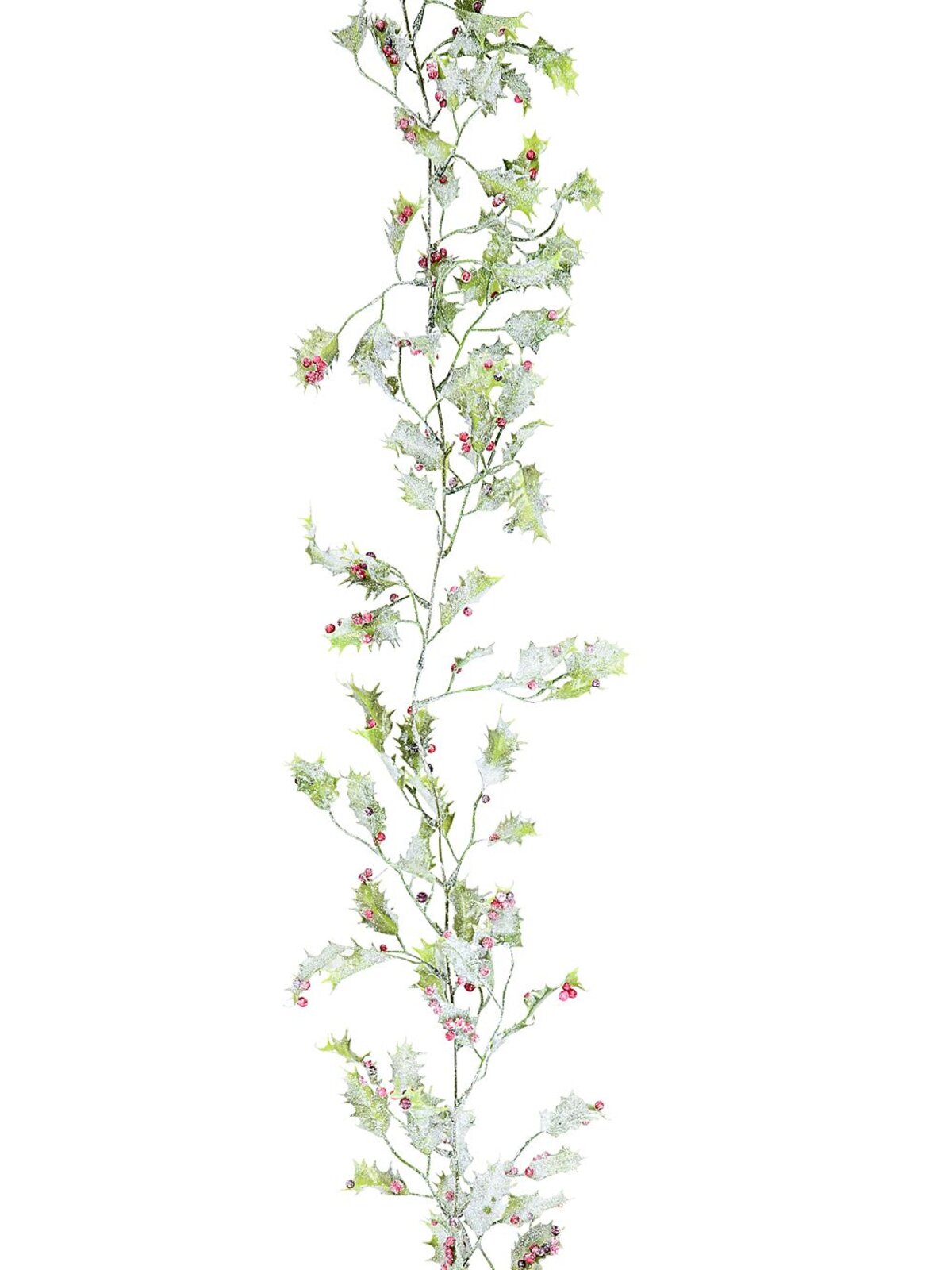 1.8m Frosted Holly Leaf Christmas Vine Garland | Red Berries & Ice-Look Beads — image 3