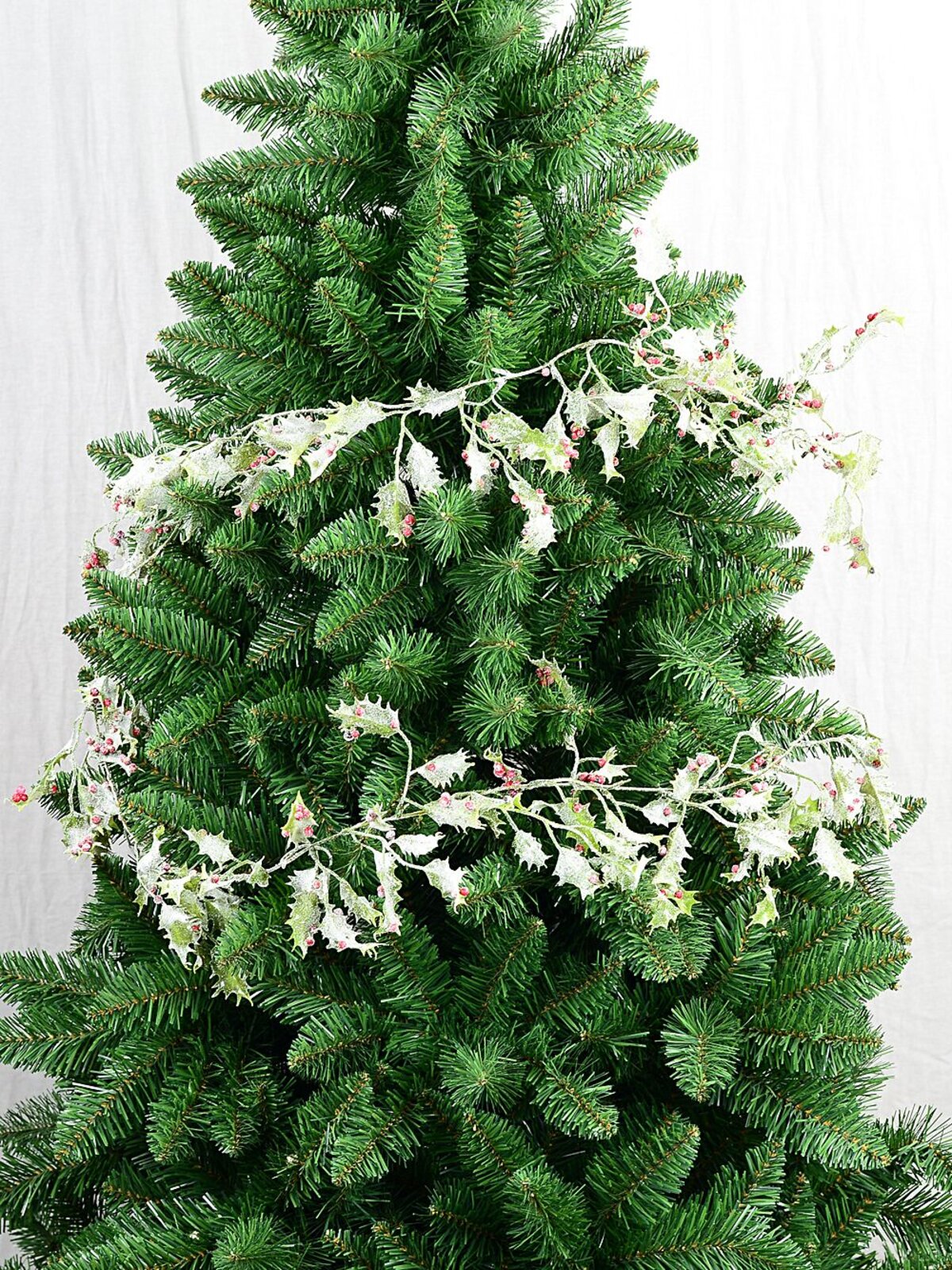 1.8m Frosted Holly Leaf Christmas Vine Garland | Red Berries & Ice-Look Beads — image 2
