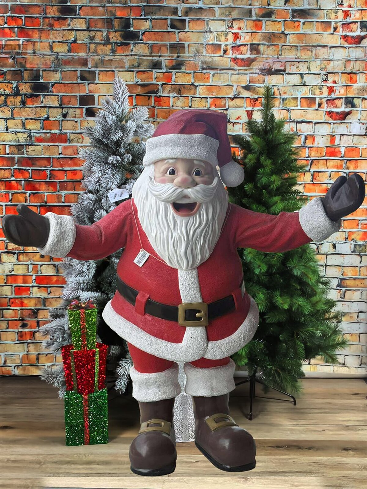 1.8m Greeting Jolly Santa Claus Life Size Resin Christmas Ornament — image 2