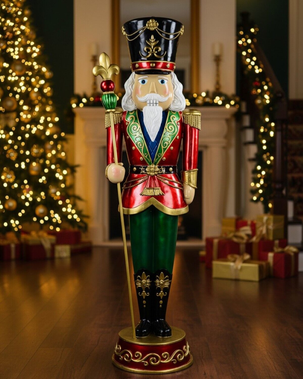 1.8m Red Green & Gold King Nutcracker Life Size Resin Christmas Ornament — image 2