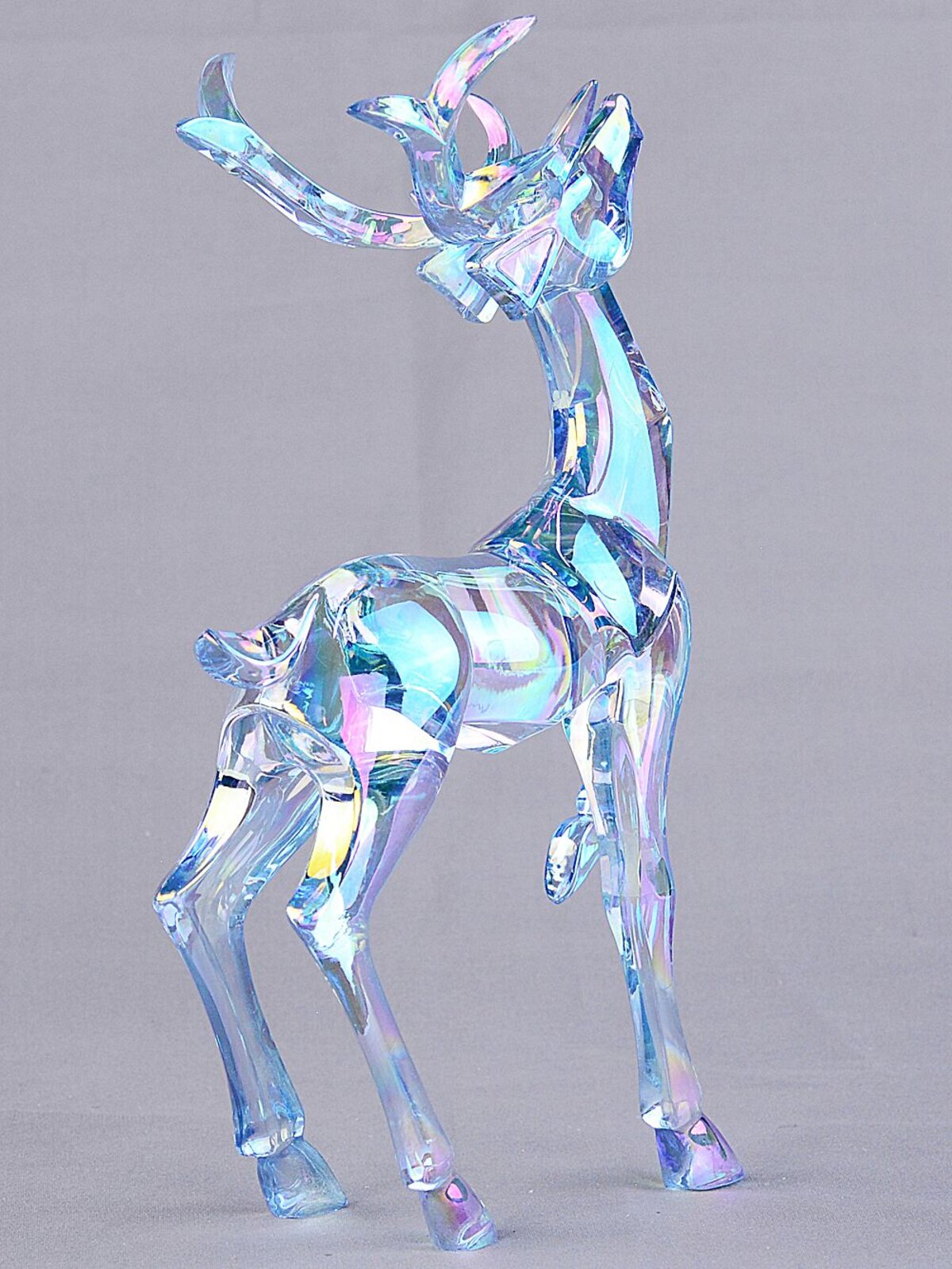19cm Iridescent Blue Glass Style Standing Reindeer Figurine — image 5