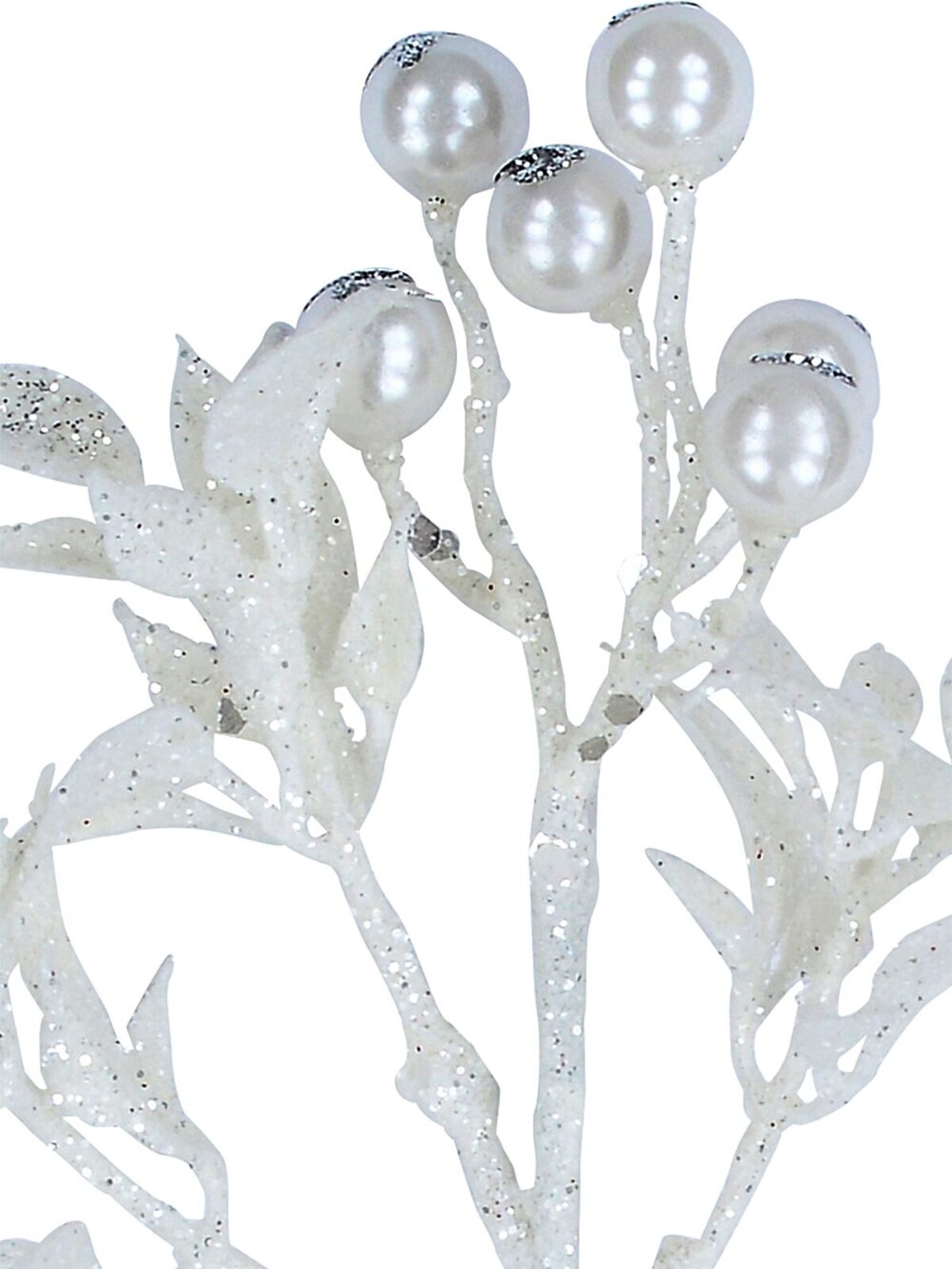 White Berries & Foliage Spray With Silver Glitter Christmas Clip Pick | 19cm — image 3