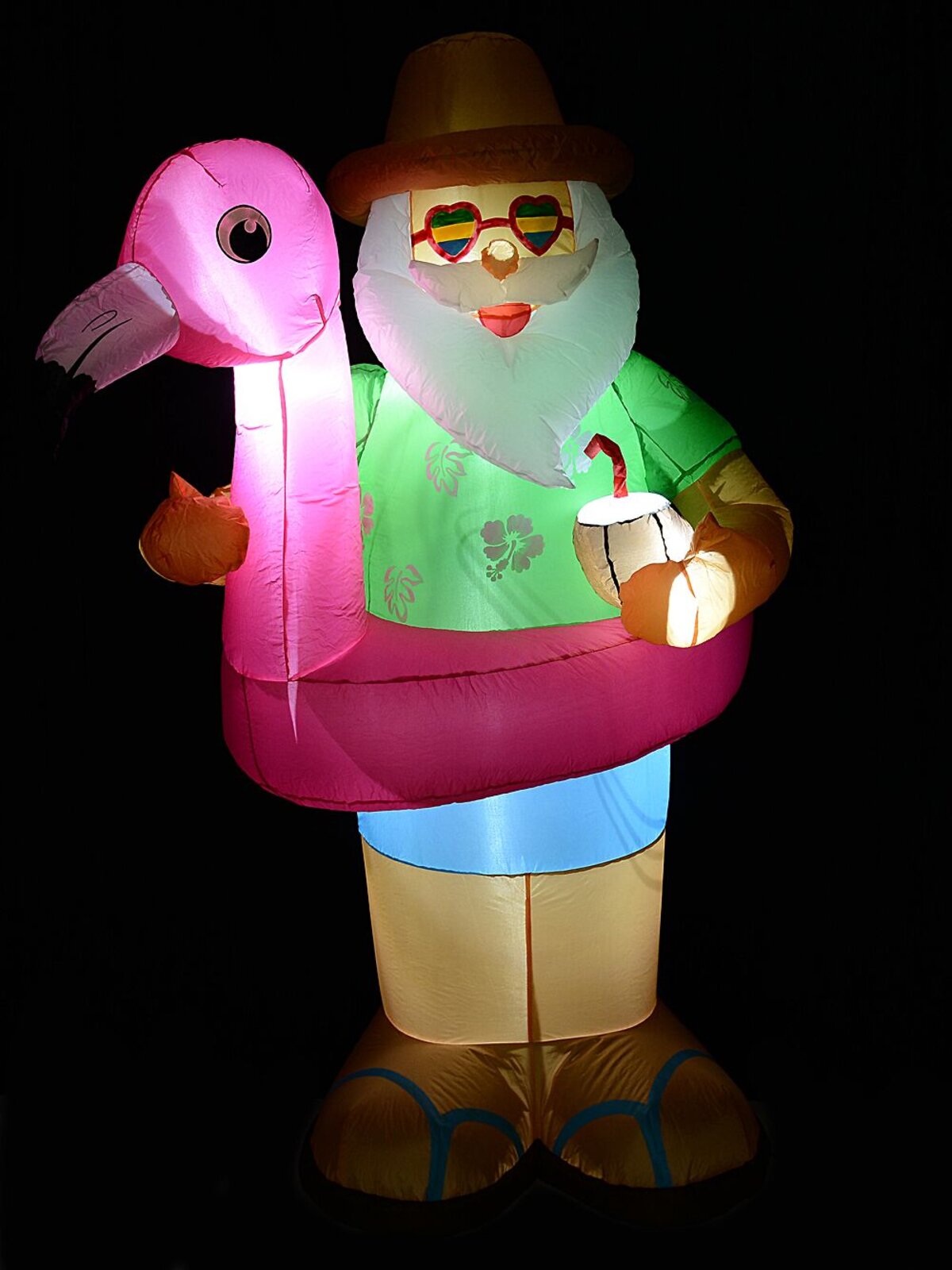 1.9m Summer Santa & Flamingo Floatie Illuminated Christmas Inflatable — image 2