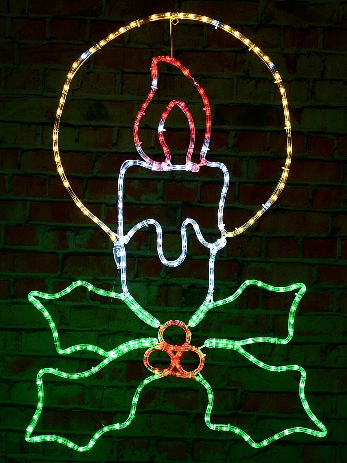 1m Dynamic Candle & Holly Outdoor Christmas LED Rope Light Display — image 5