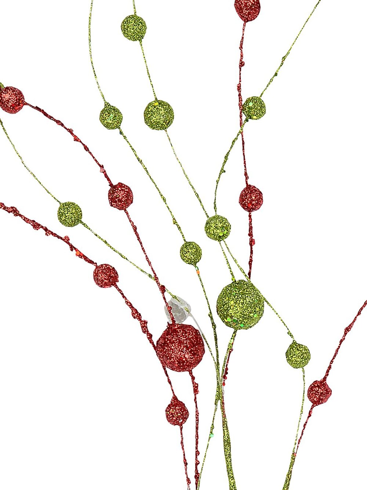 1m Red & Green Pussy Willow Look Branch Christmas Stem — image 3