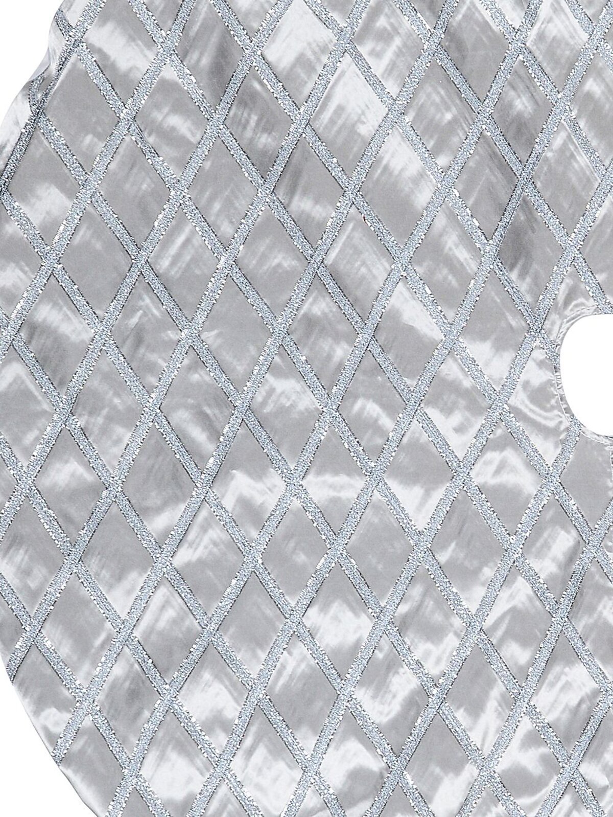 1m Silver Silk & Metallic Tinsel Ribbon Lattice Christmas Tree Skirt — image 3