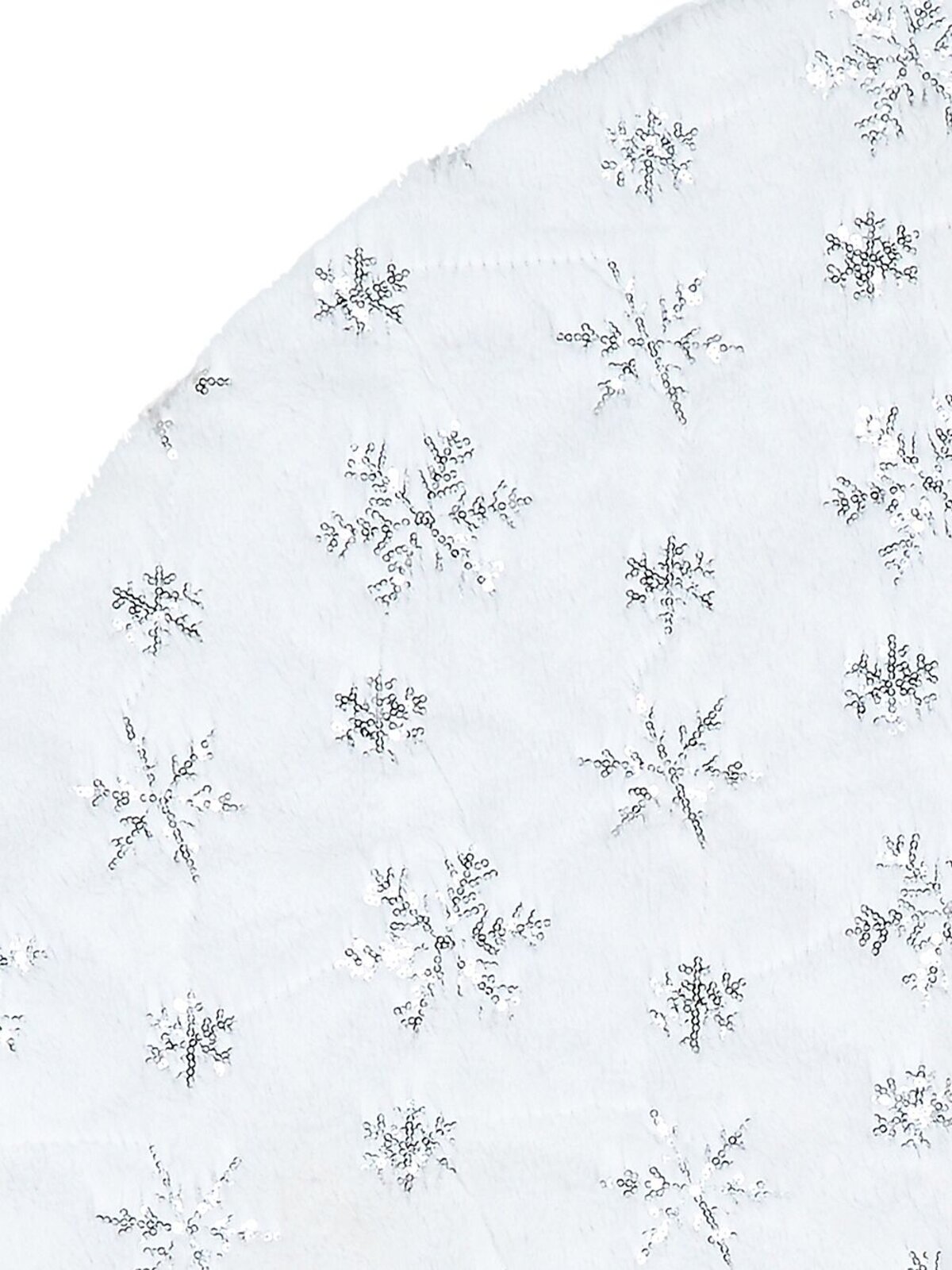 1m White Plush Faux Fur & Silver Sequin Snowflake Christmas Tree Skirt — image 3