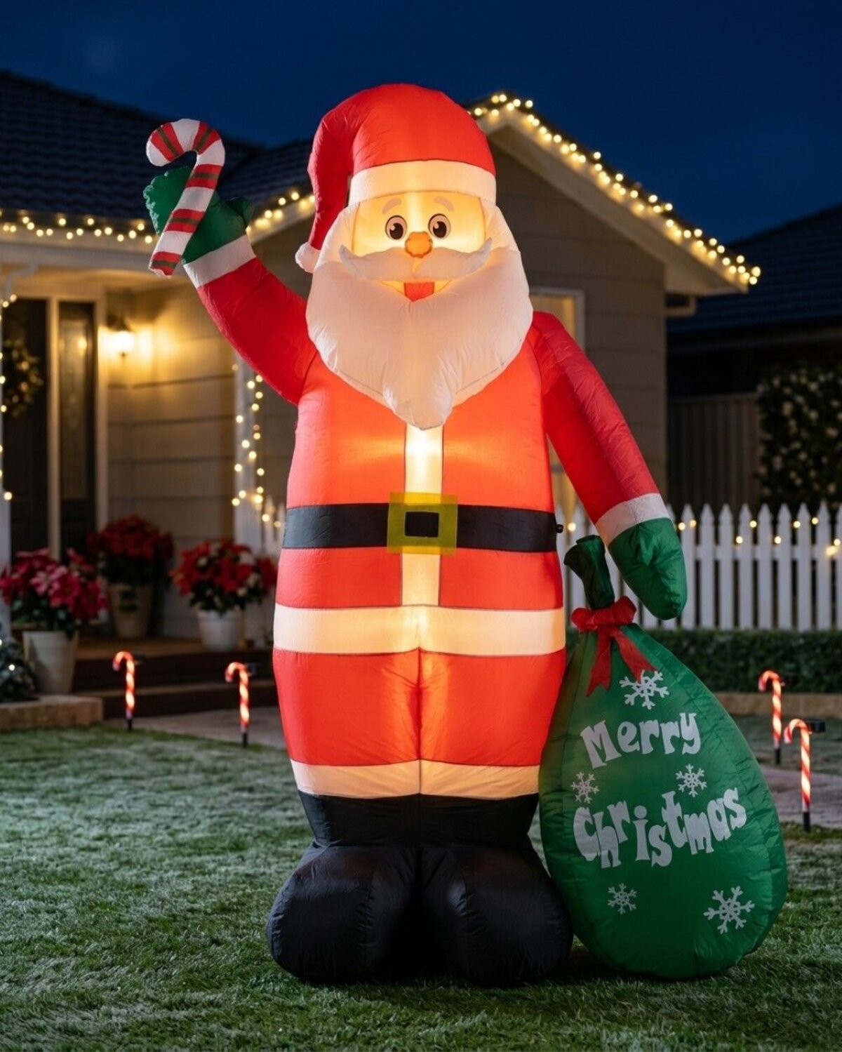 2.4m Large Santa With Sack & Candy Cane | LED Outdoor Inflatable — image 2