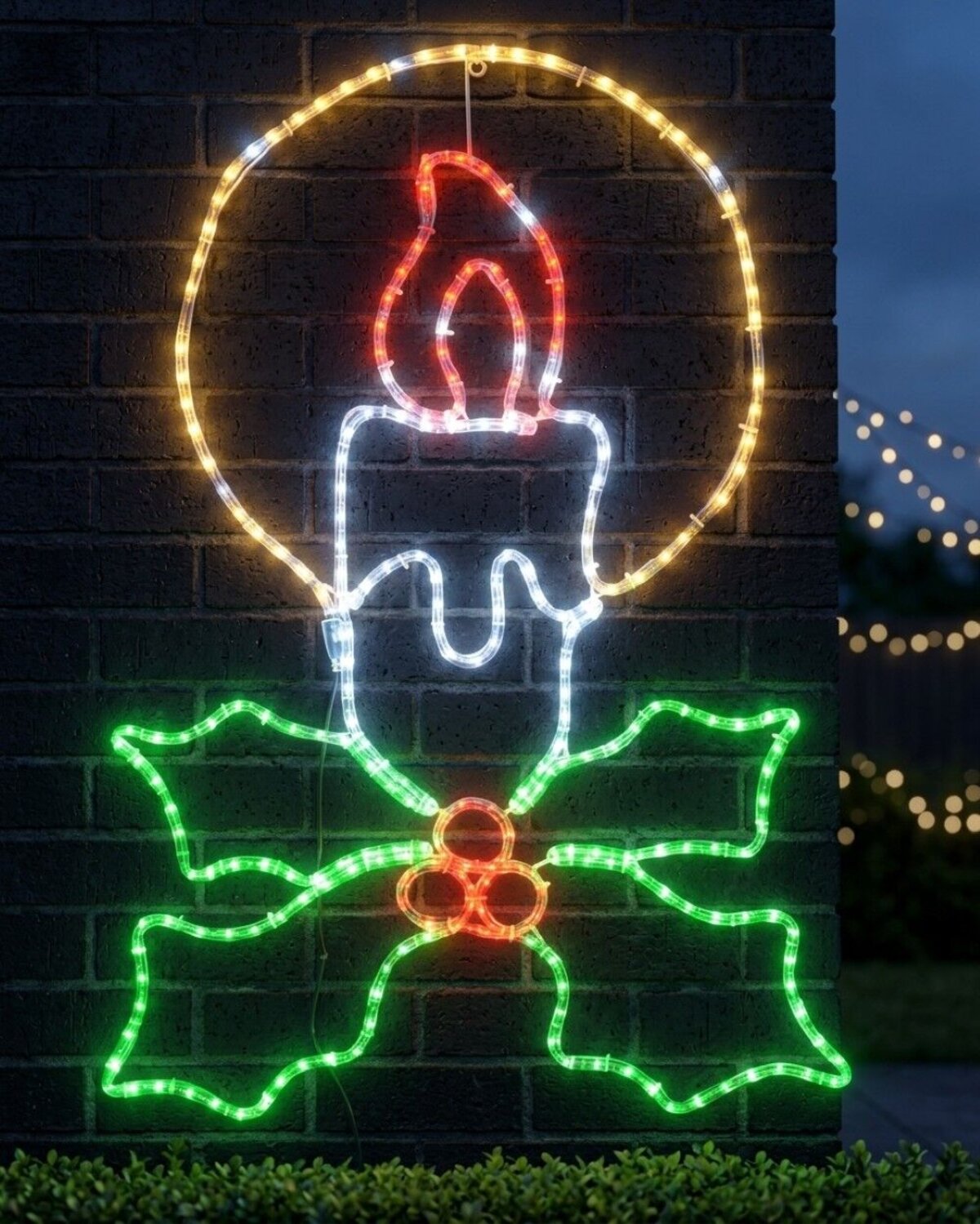 1m Dynamic Candle & Holly Outdoor Christmas LED Rope Light Display — image 4