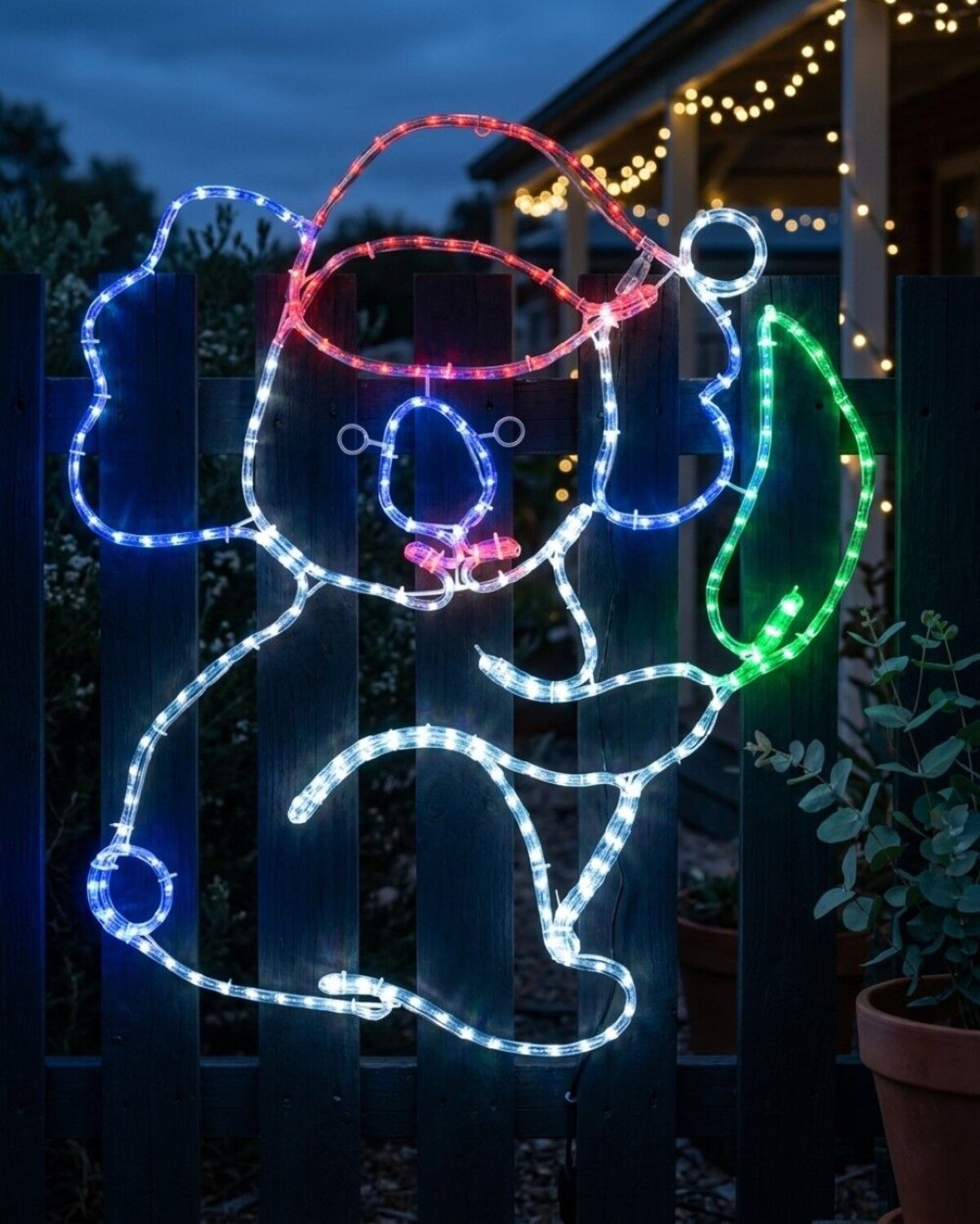 85cm Koala Holding Gum Leaf Outdoor Christmas LED Rope Light Display — image 2