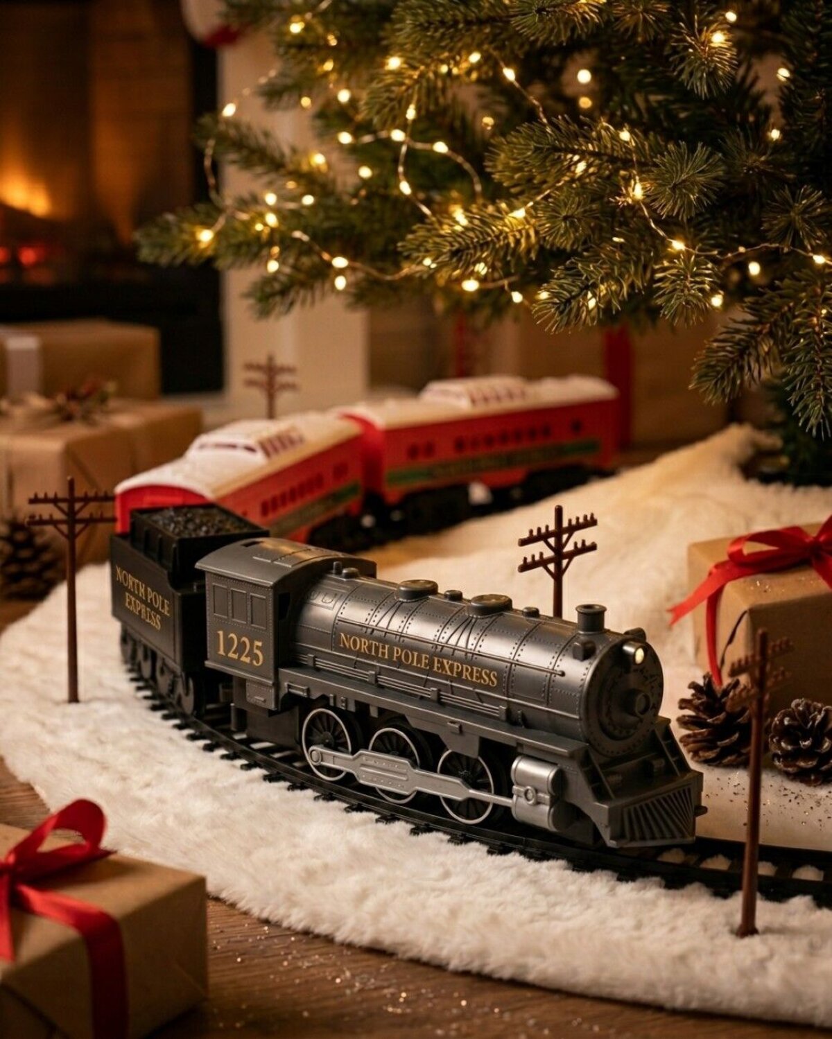 North Pole Express Christmas Train Set | 29 Piece G Gauge Set With Headlight — image 2
