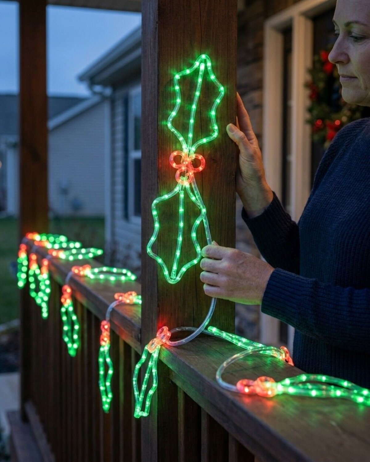 2.9m Dynamic Holly Leaf & Berry Garland Outdoor Christmas LED Light Display — image 3