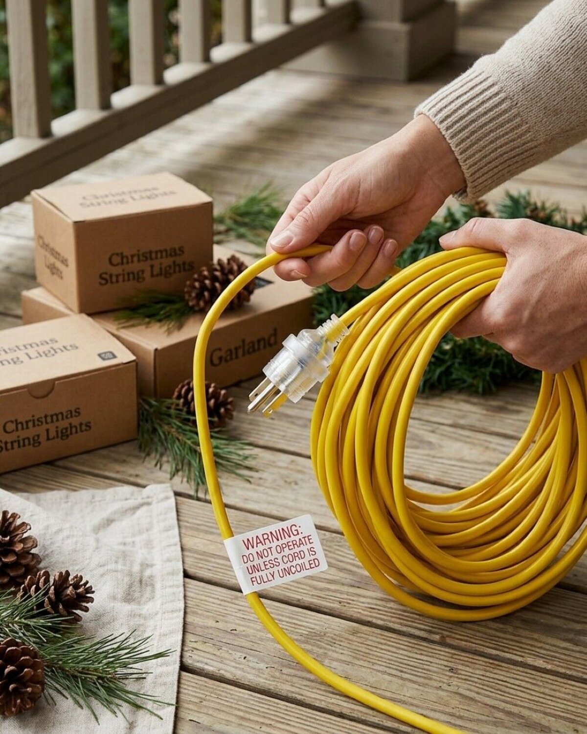 20m Yellow Sansai Heavy Duty Outdoor Extension Cord | 10A High Vis Lead — image 4