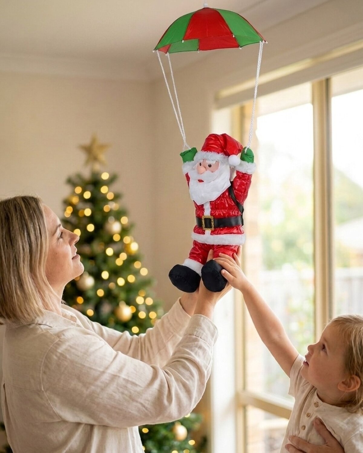 Parachuting Nylon Santa With Backpack Outdoor Decoration | 1.2m — image 3