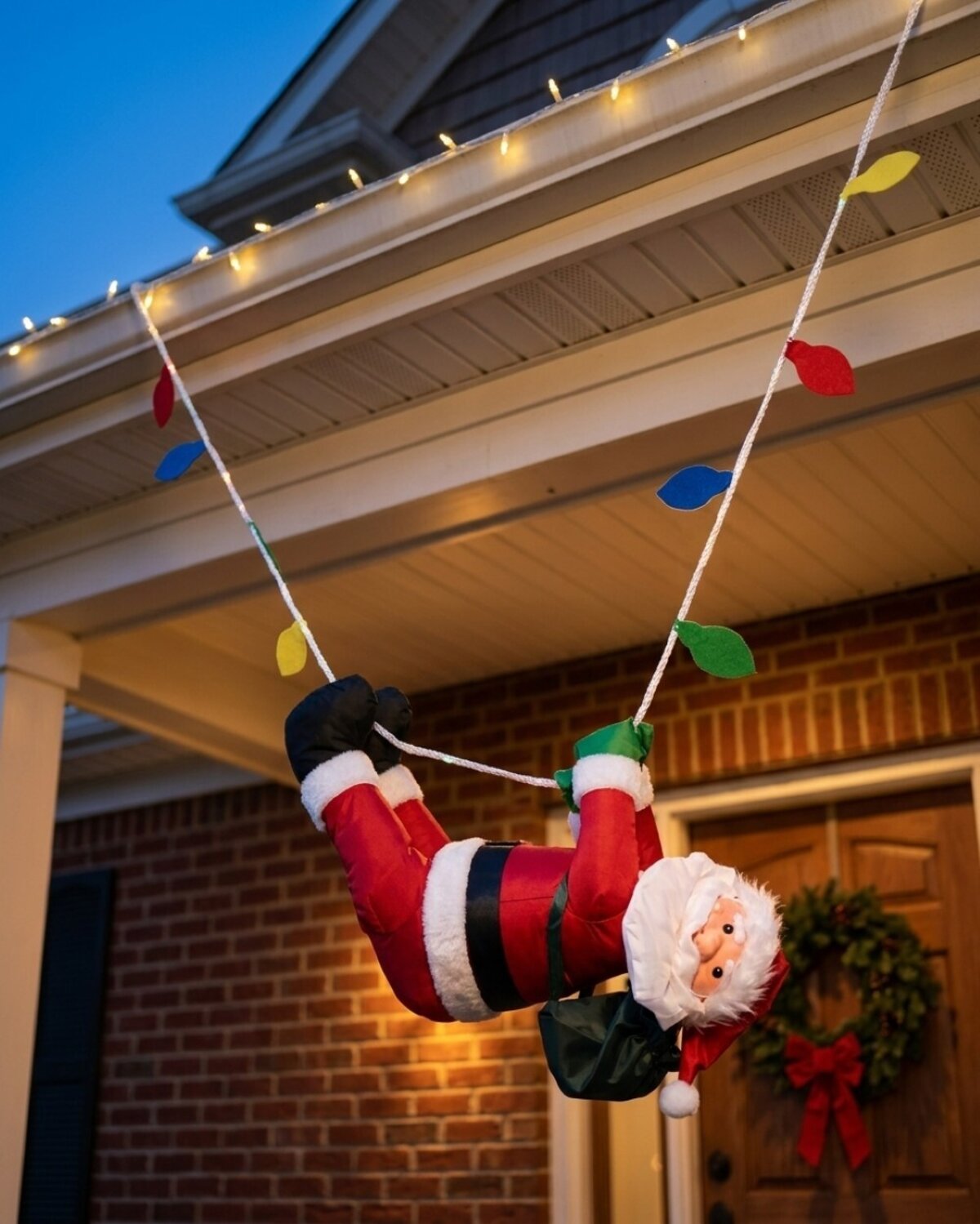 Hanging Rope Crawling Santa With LED Outdoor Nylon Decoration | 1.7m — image 2