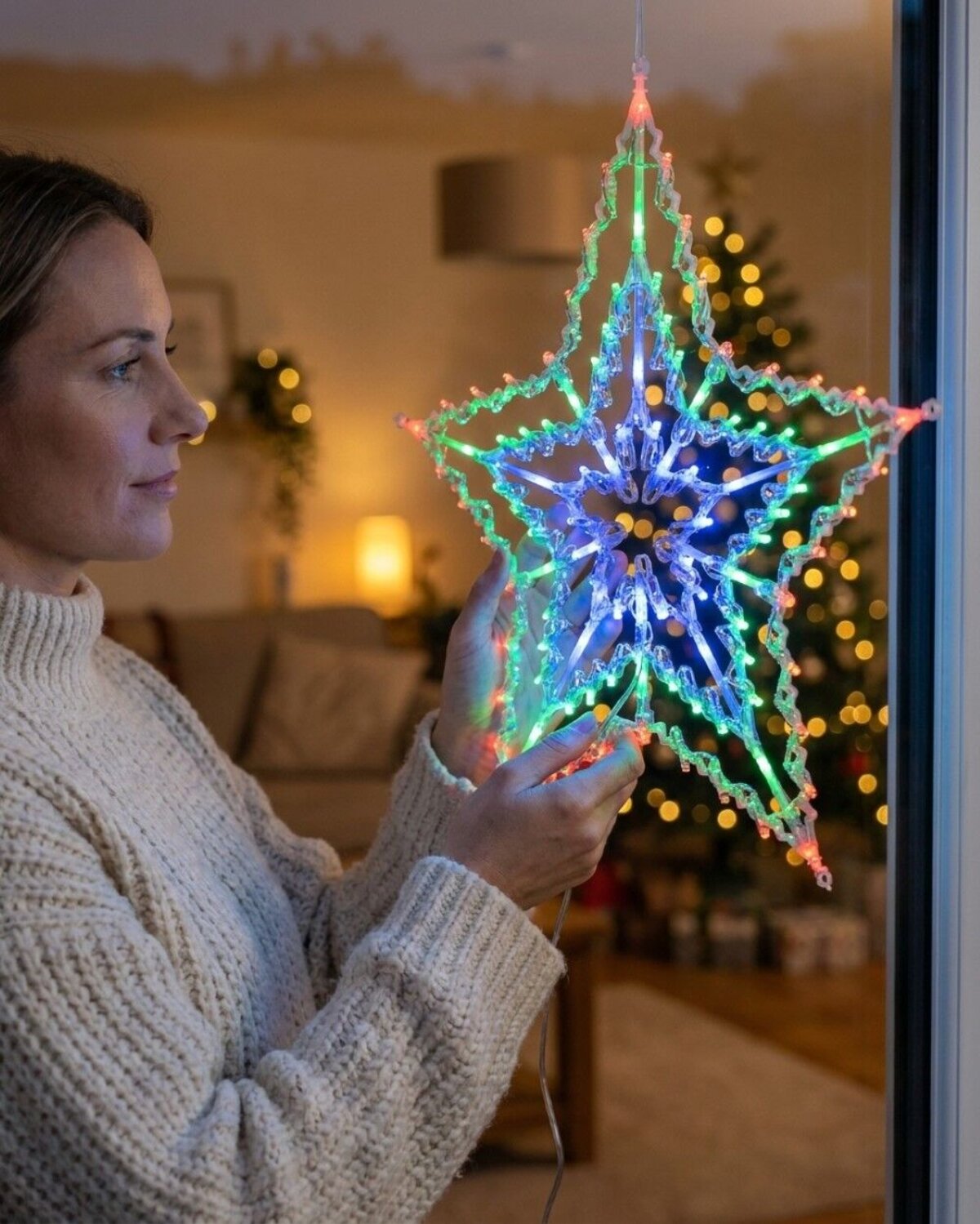 53cm Concentric Stars Multi Colour LED Outdoor Christmas String Light Display — image 3