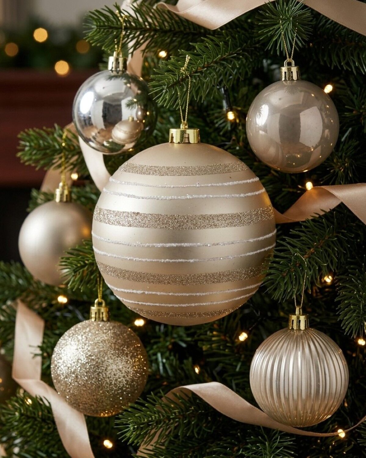32x Lustrous Platinum Mixed Essential & Grand Baubles | 60mm & 15cm — image 4