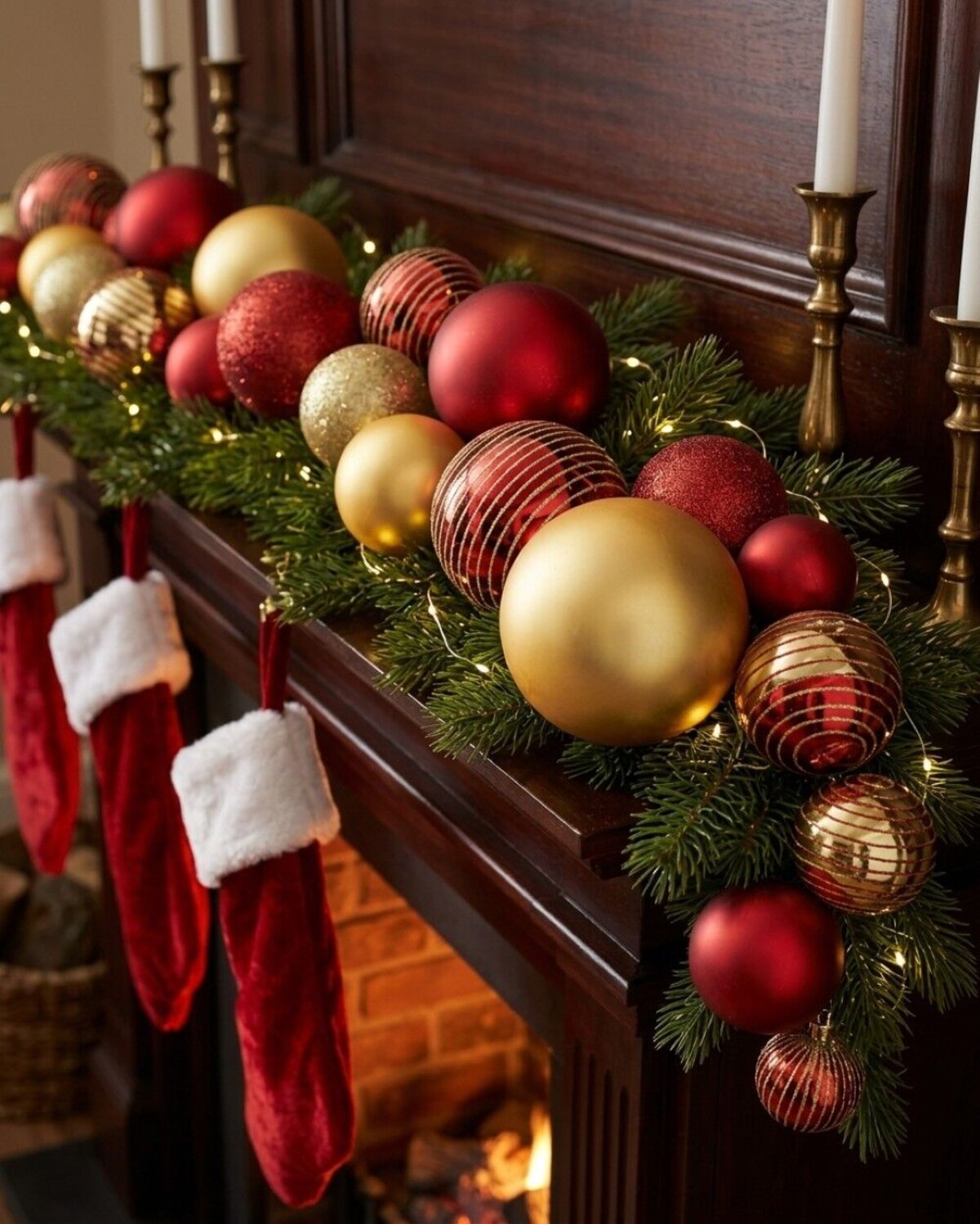 1.8m Red & Gold Glitter Detailed Large Display Bauble Swag Garland — image 4