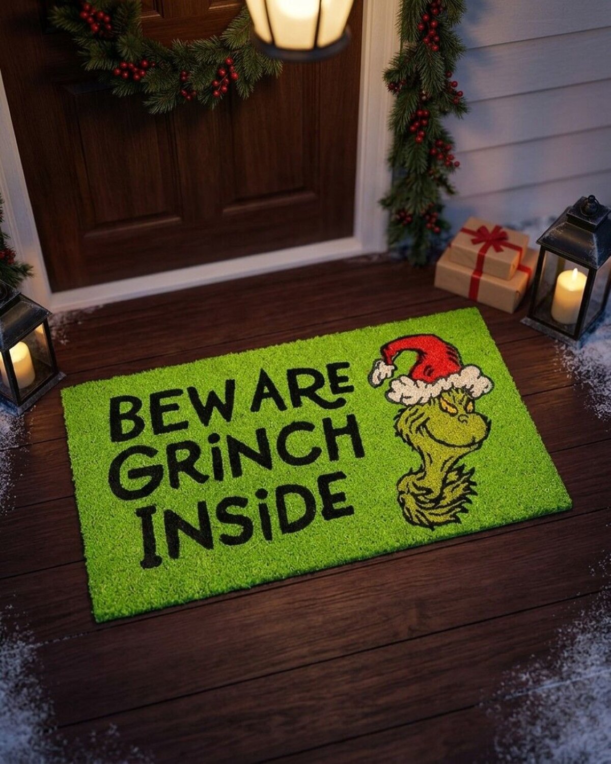 Dr. Seuss The Grinch Doormat | 75cm Beware Grinch Inside Entryway Mat — image 2