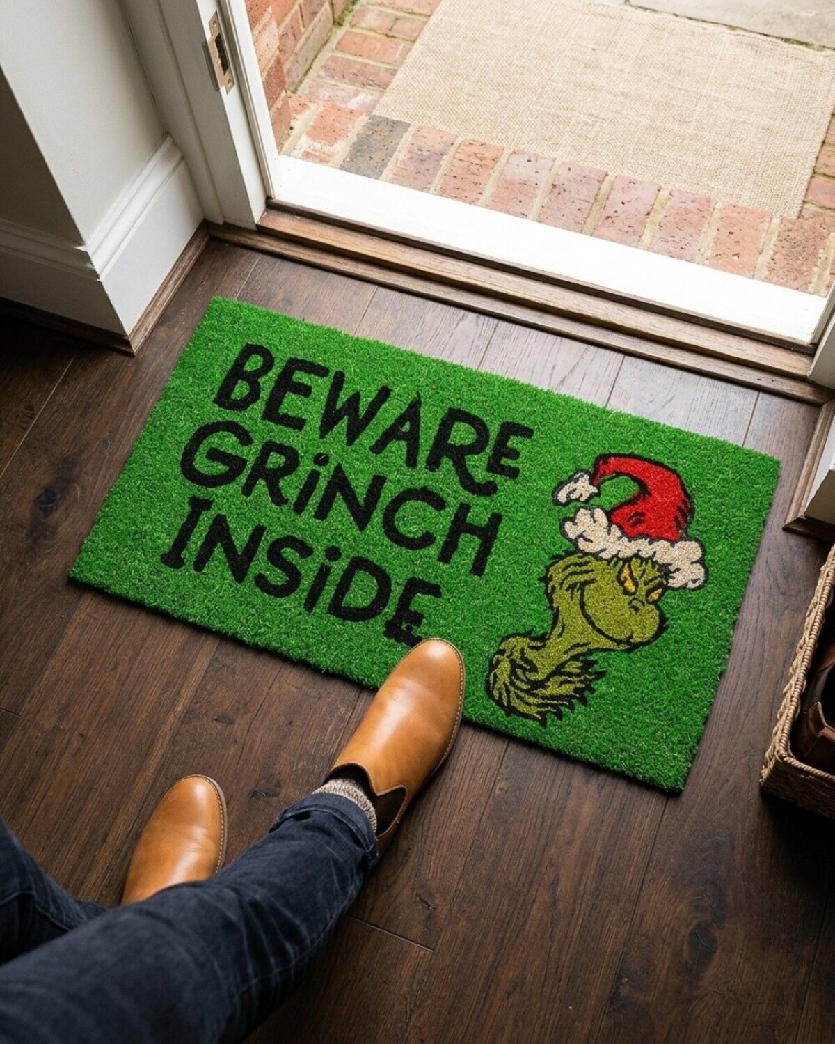 Dr. Seuss The Grinch Doormat | 75cm Beware Grinch Inside Entryway Mat — image 5