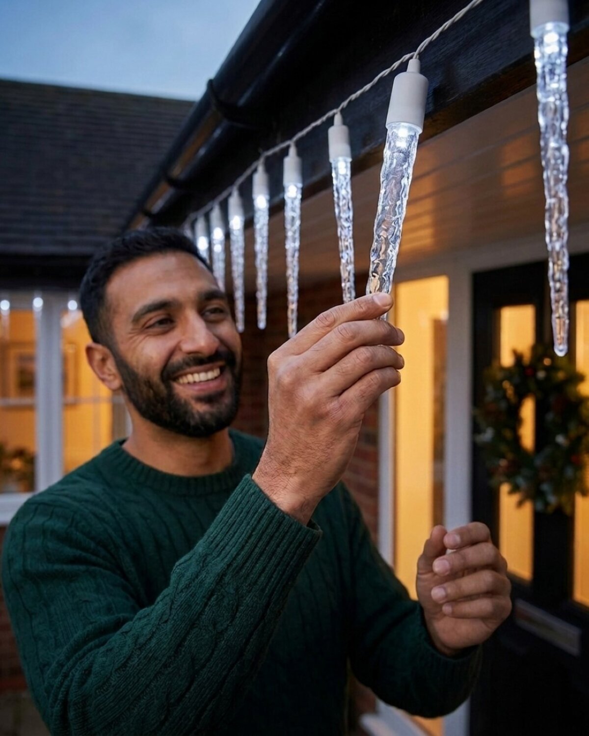 24x Natural Look Glacier Icicle Lights 8 Function Cool White LED | 7m — image 3
