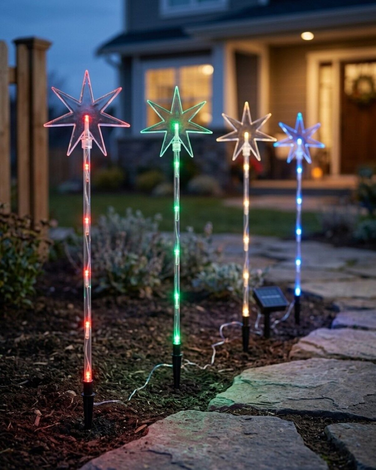 4x Solar LED North Star Path Lights - Multi Colour Garden Stakes | 48cm — image 4