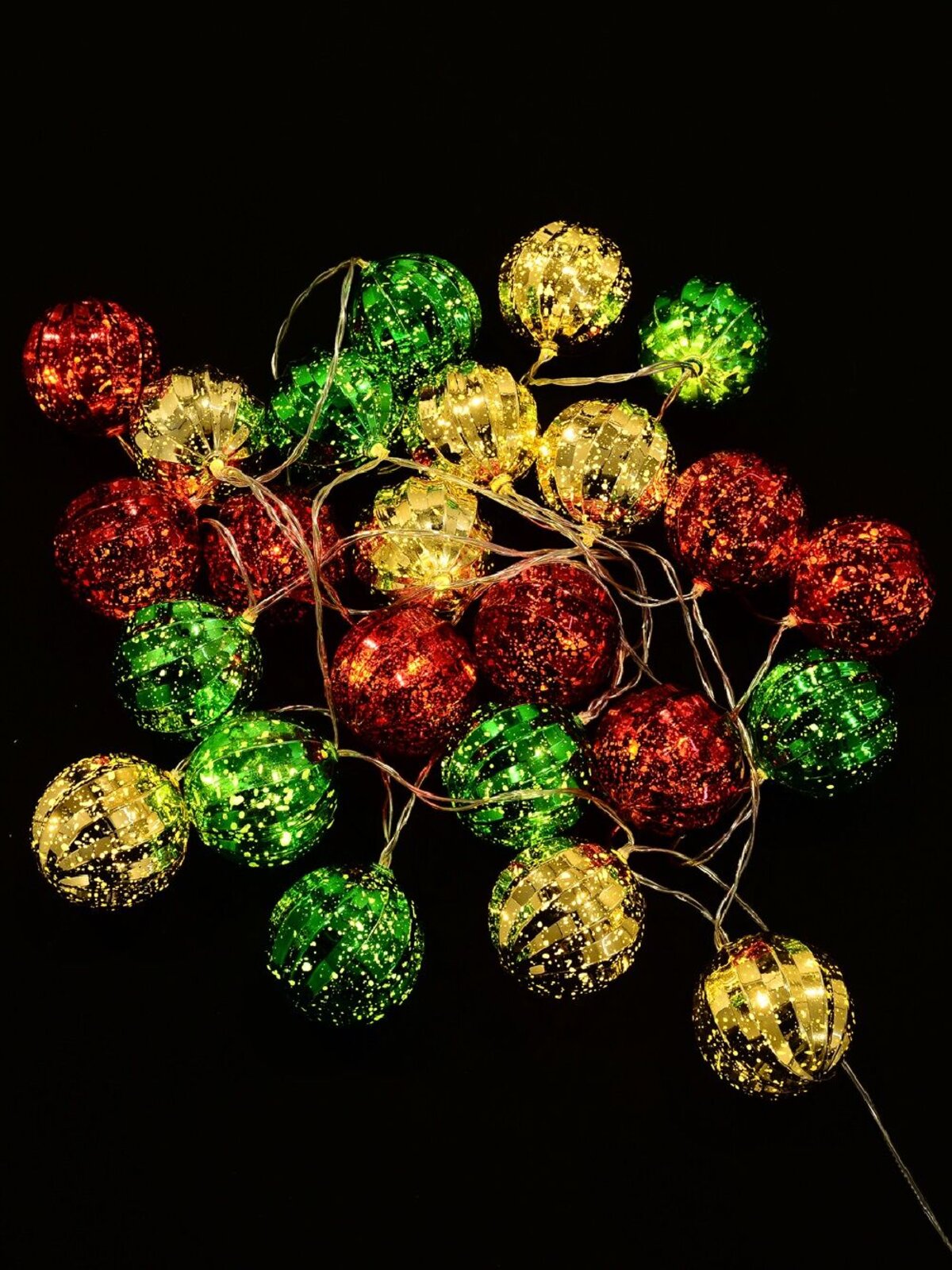 24 Warm White LED With Red Green & Gold Whirlpool Baubles | 3.4m — image 6