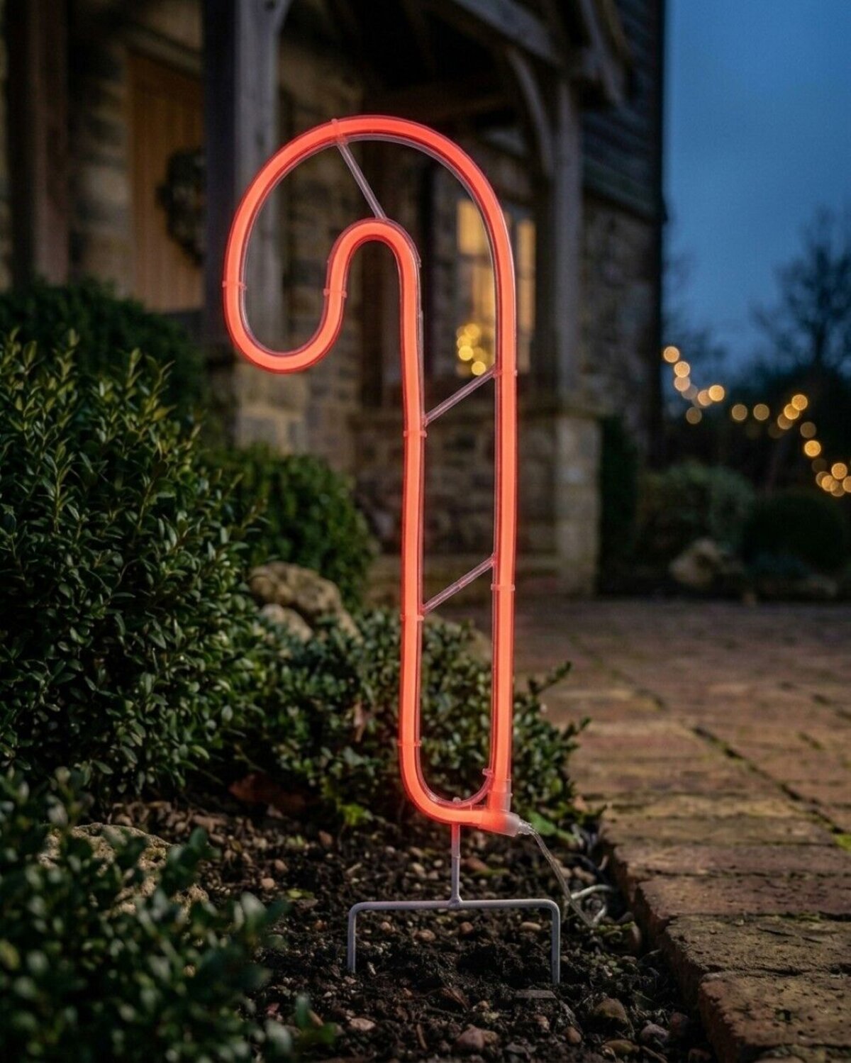LED Christmas Candy Cane Neon Flex Path Light - Red Solar Garden Stake | 36cm — image 2