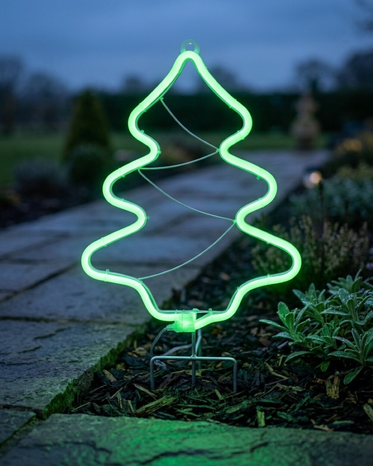 LED Christmas Tree Neon Flex Path Light - Green Solar Garden Stake | 32cm — image 2