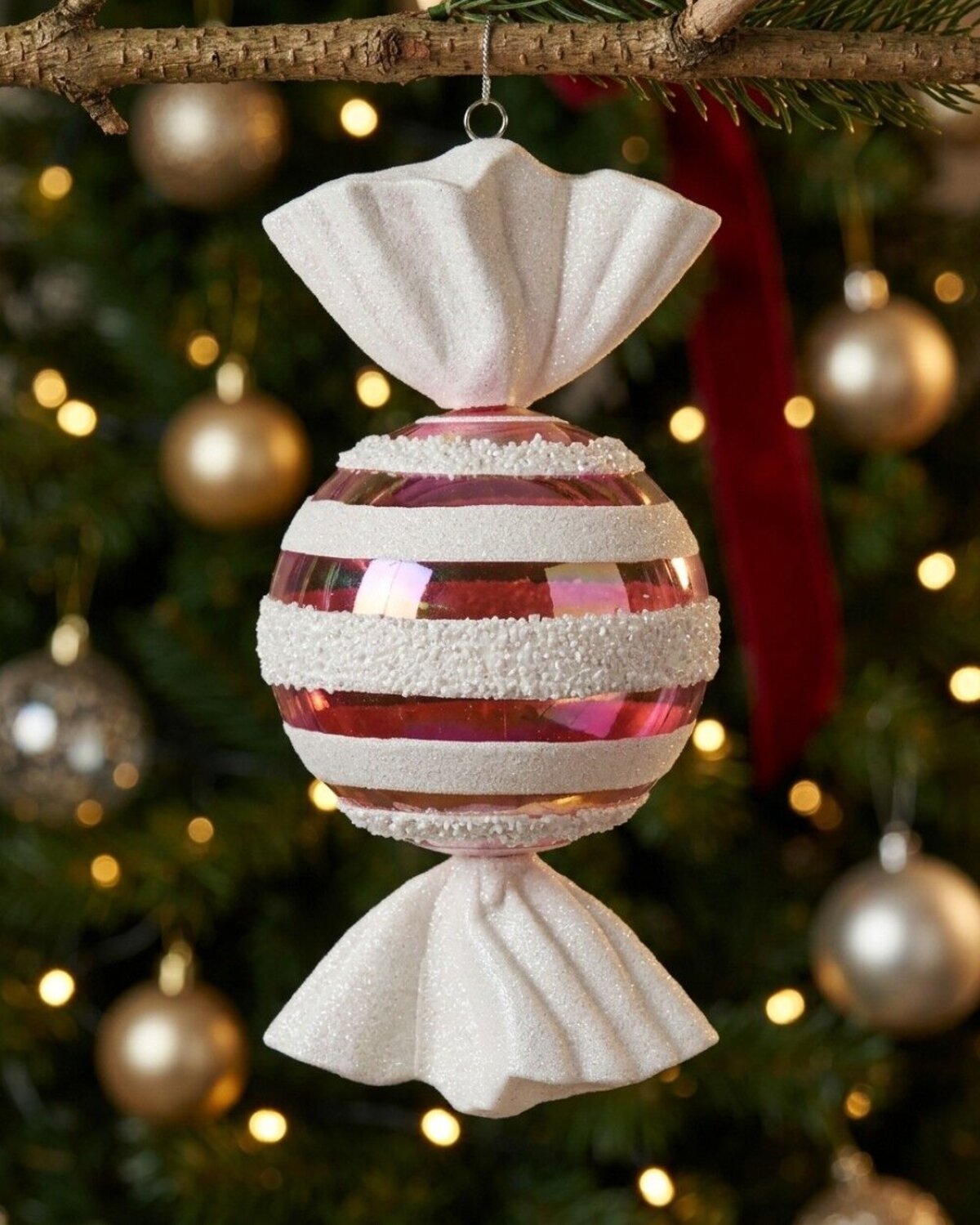 Whimsical Pink Iridescent Stripe Lolly Large Display Ornament | 30cm — image 2