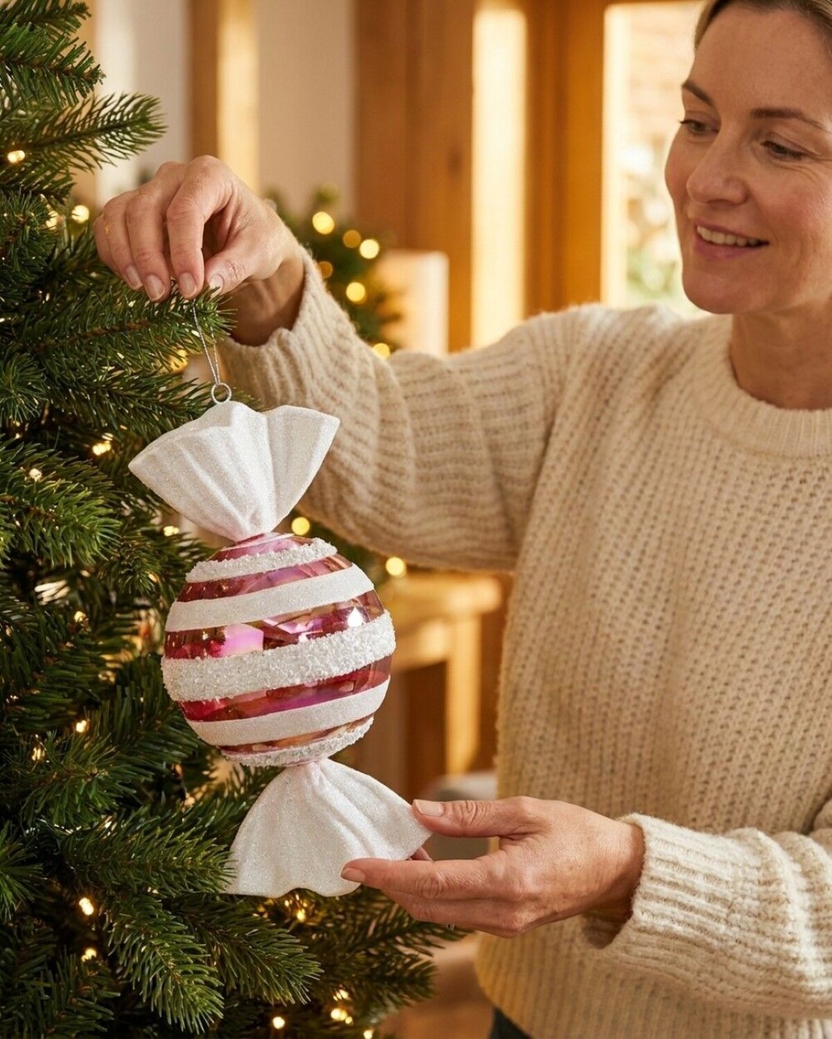 Whimsical Pink Iridescent Stripe Lolly Large Display Ornament | 30cm — image 3